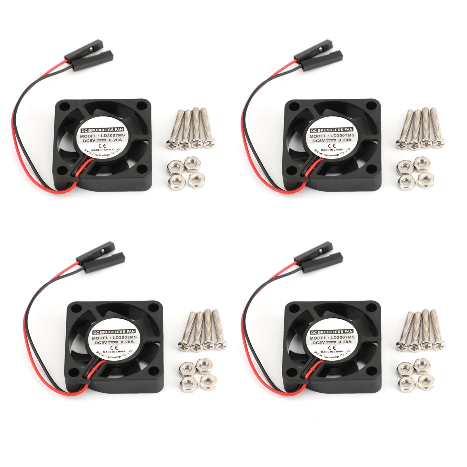 4x 2 broches 30MMx30MM 3007 5V ventilateur de refroidissement rayonnant pour Raspberry Pi 2/3 modèle B 4B