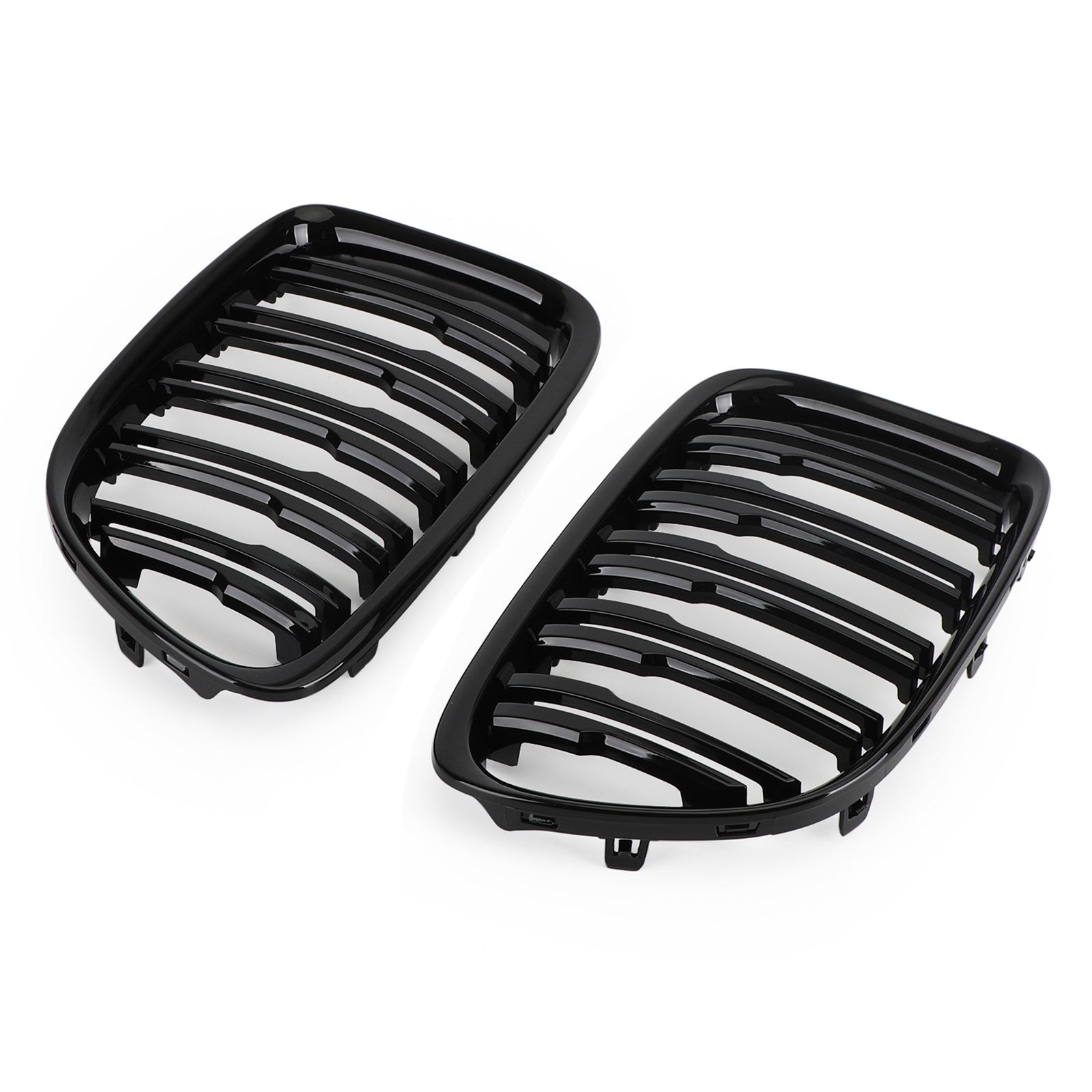 Błyszcząca czarna podwójna listwa przednia maska Grill Grill dla BMW X1 E84 2009-14 Generic SUV