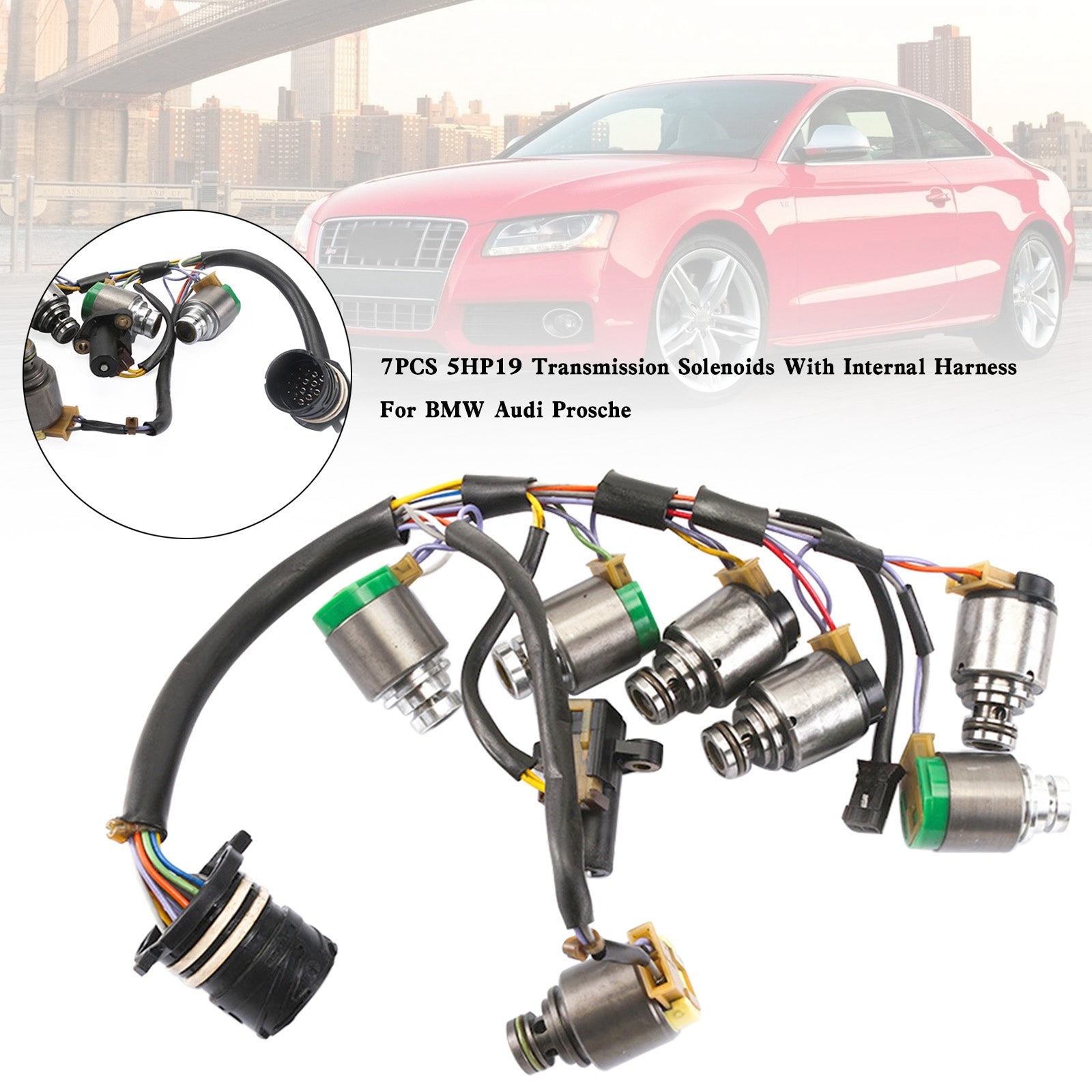 Audi A6 2000-2005 5 SP F/AWD V6 2.5L 2.7L 7 pezzi 5HP19 Solenoidi di trasmissione con cablaggio interno