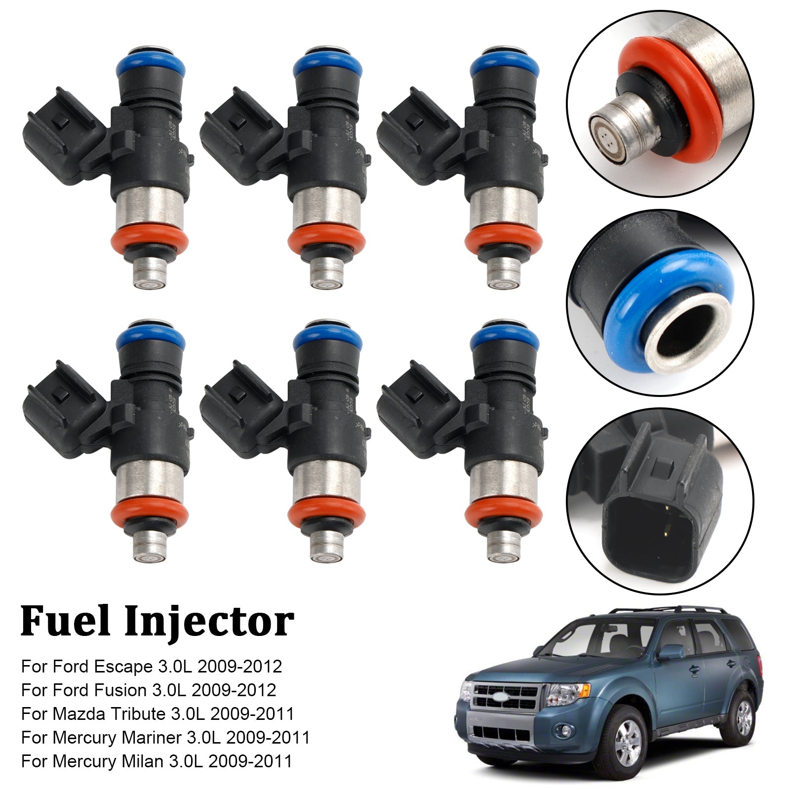 Injektor za gorivo 0280158189 Prilagojeno na Ford Escape Fusion Mazda 3.0L V6 6 kosov