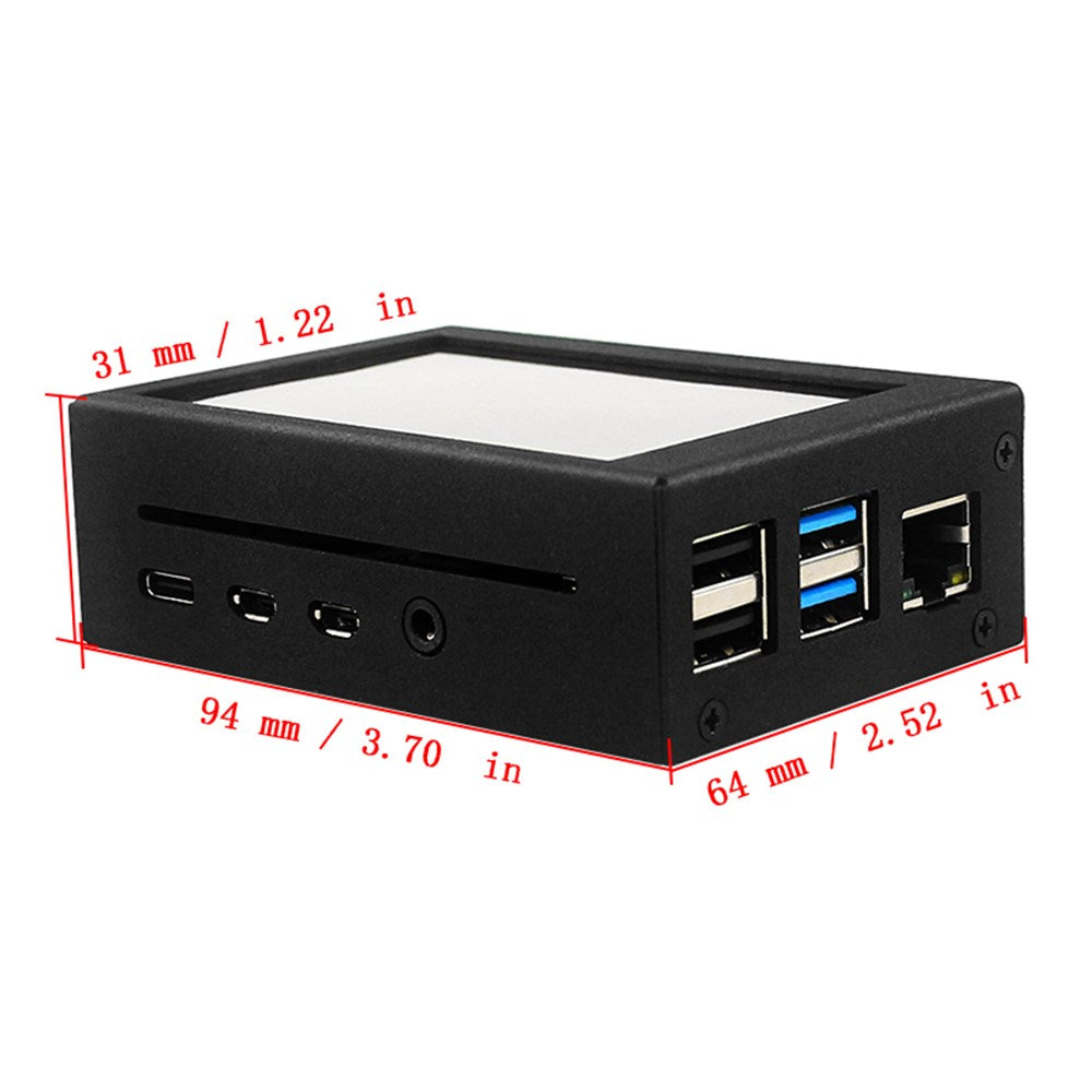 Ohišje iz aluminijeve zlitine s 3,5 -palčnim zaslonom + LCD zaslon za Raspberry Pi 4 Model B