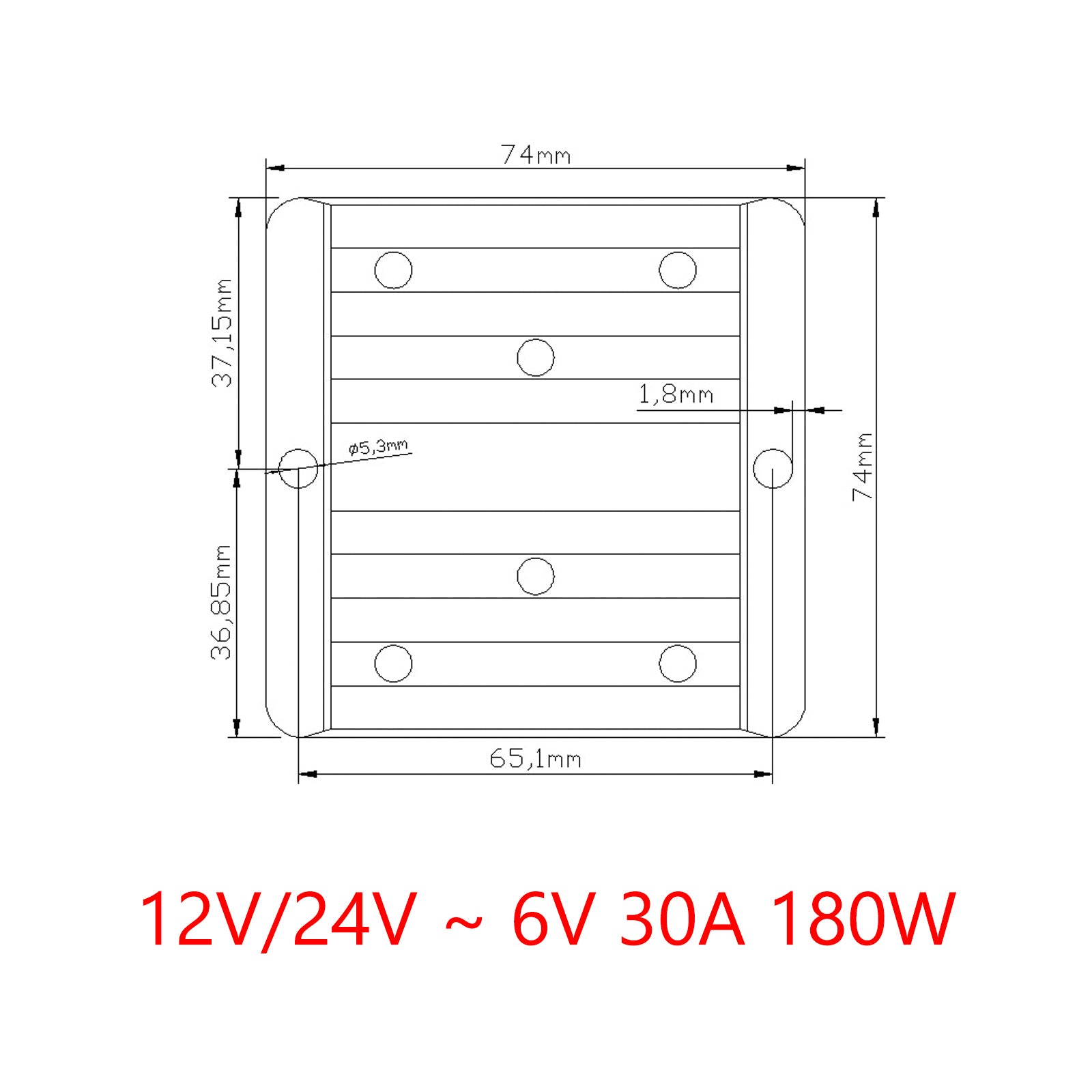 Régulateur 'alimentation de convertisseur DC/DC étanche 30A 12V/24V abaisseur à 6V
