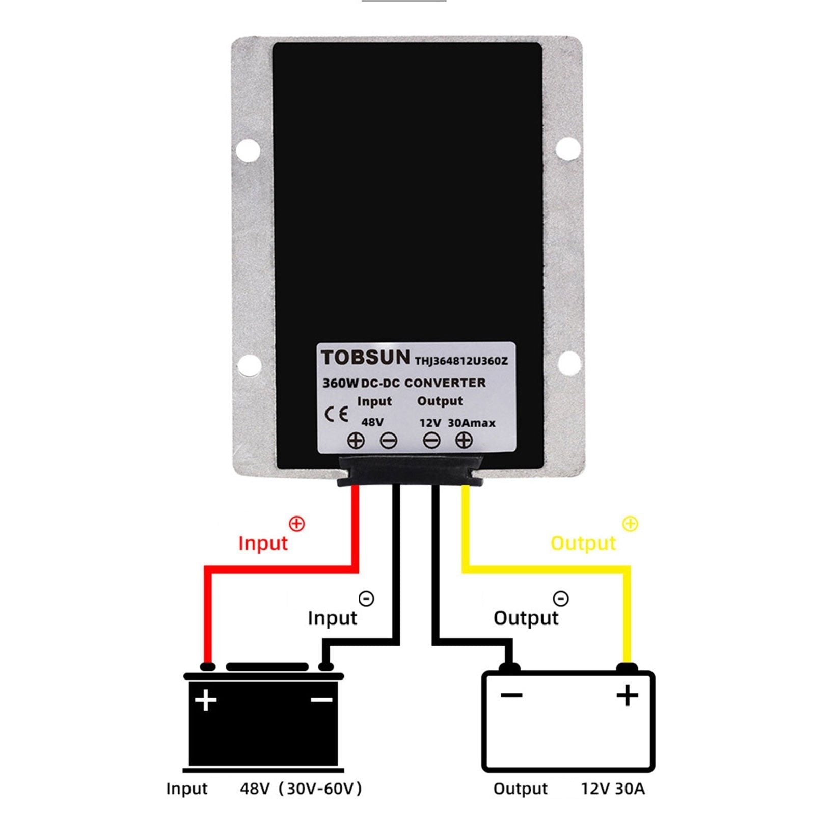 Wodoodporny regulator konwertera mocy 48 V do 12 V 30 A 360 W obniżający napięcie DC/DC