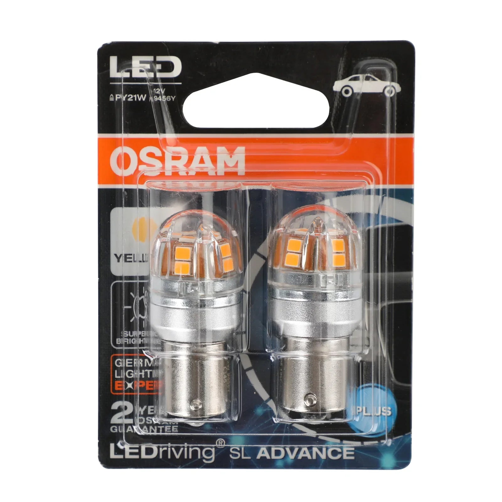 2x Per OSRAM 9456Y Lampadine LED ausiliarie per auto PY21W 12V2.5W BAU15s Generico