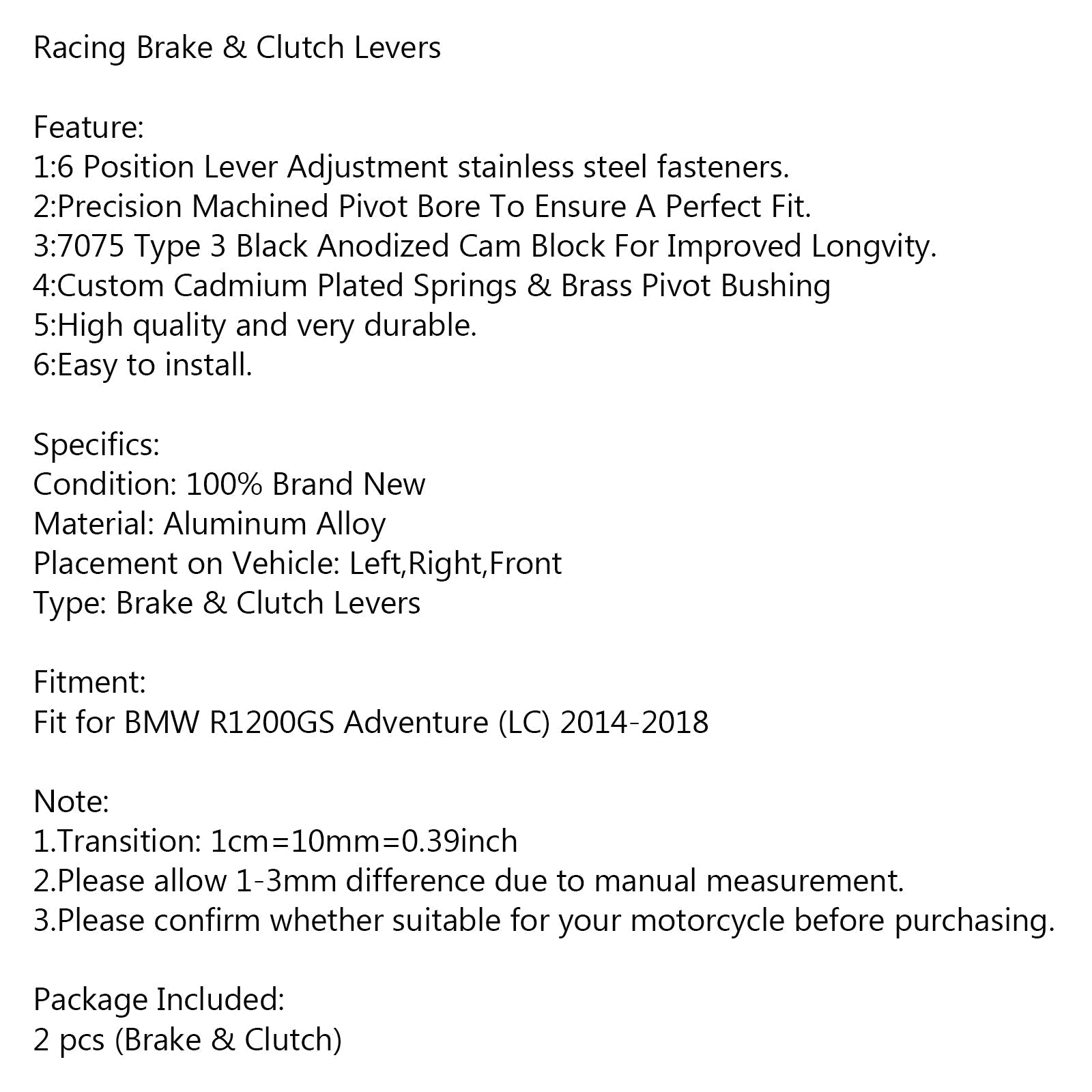 Motocikel kratke lovske ročice za BMW R1200GS Adventure (LC) 2014-2018 Generic