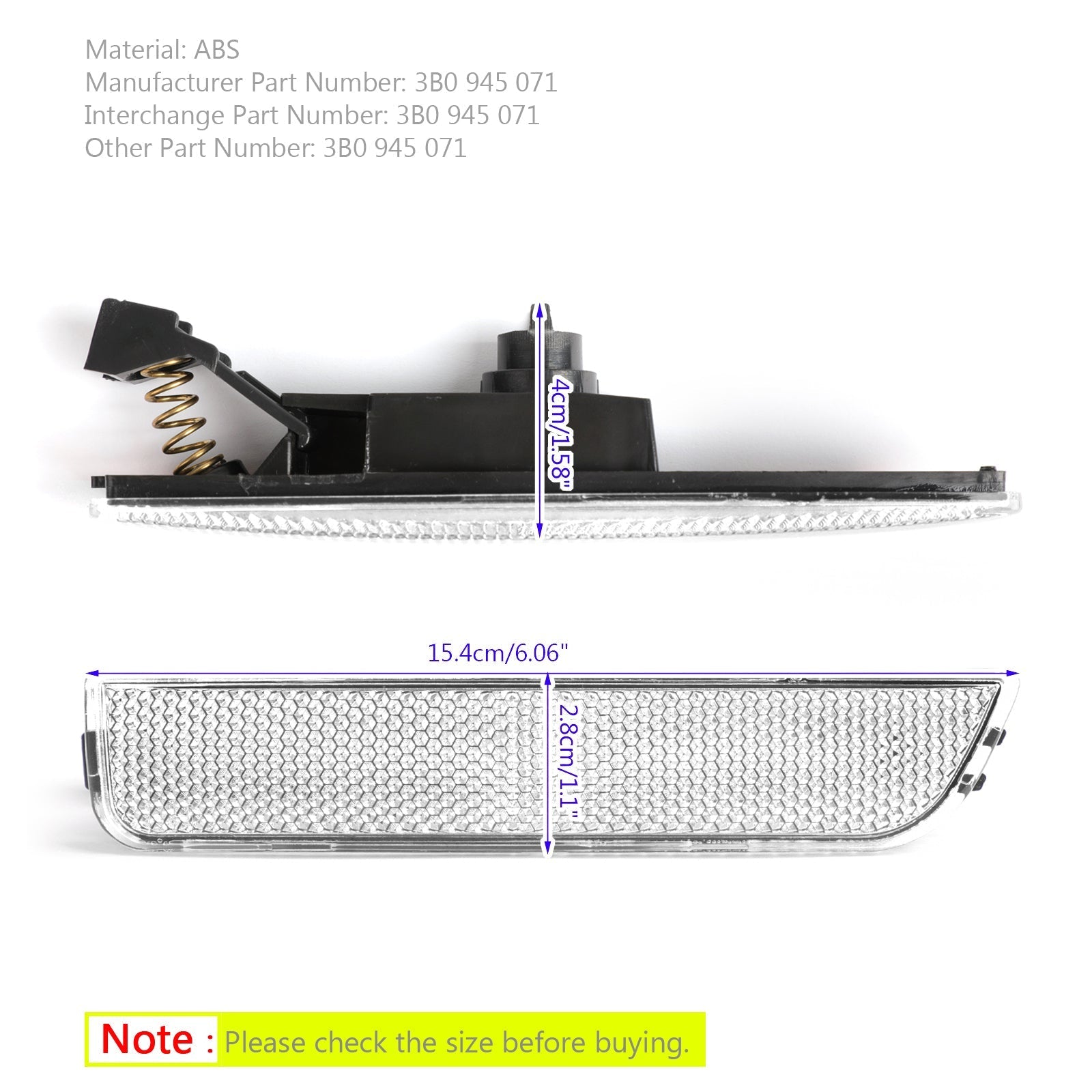 Luci di posizione laterali paraurti anteriore sinistro bianche per VW Passat B5.5 generico 2001-2005