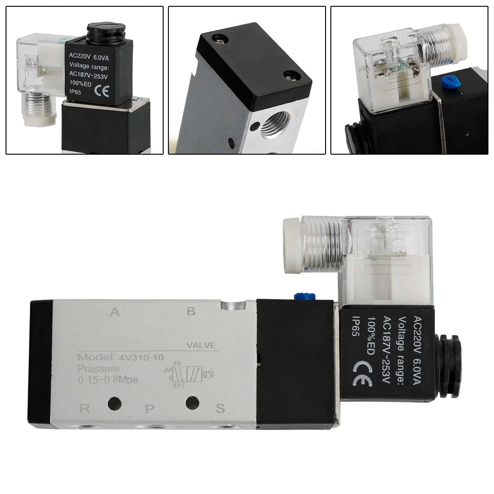 Electrovanne électrique pneumatique 4V310-10 2 positions 5 voies PT 3/8"
