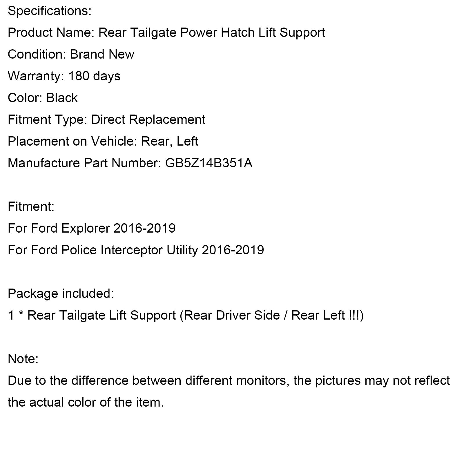 Sähköinen luukun nostotuki GB5Z14B351A Ford Explorer 2016-2019 takavasemmalle kuljettajalle