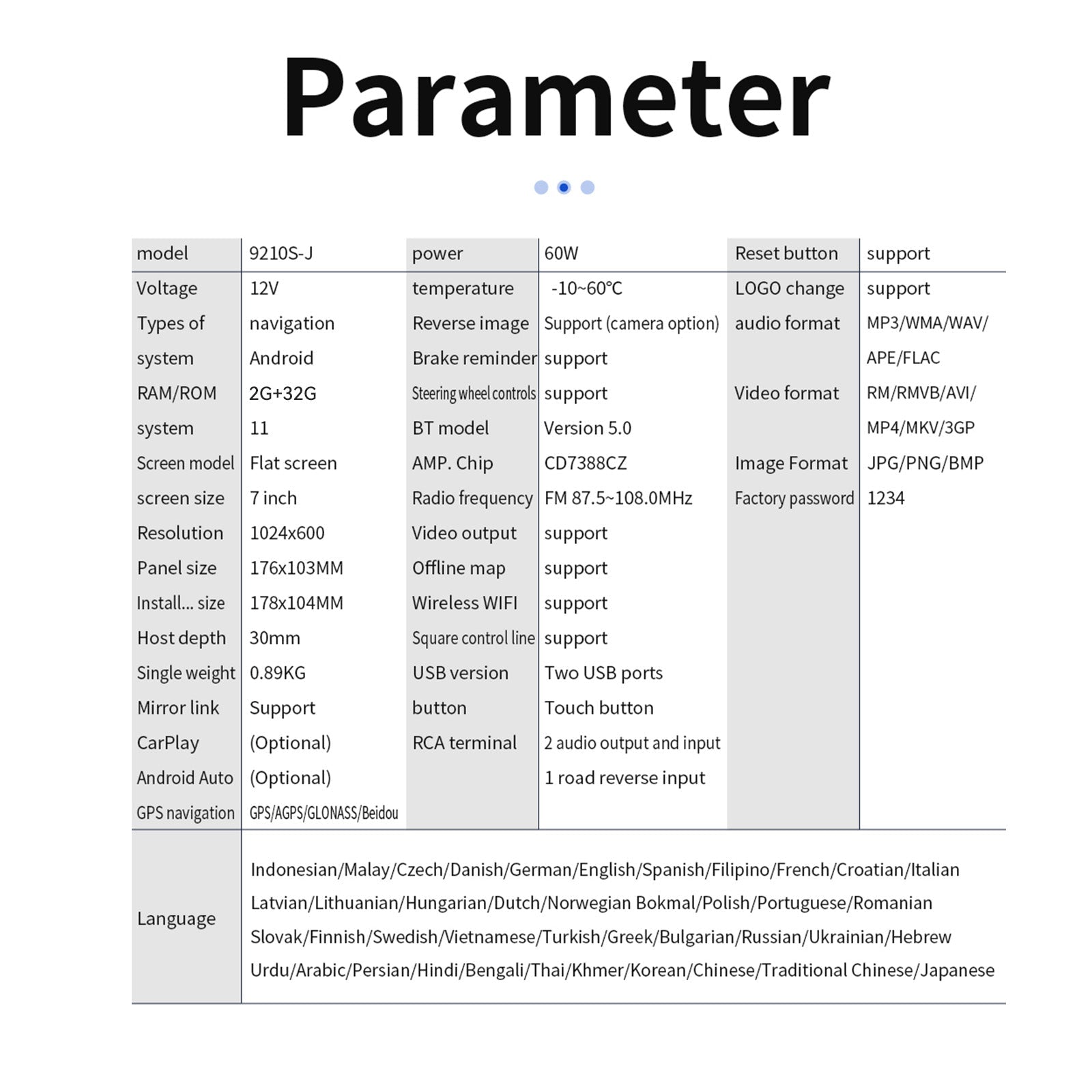 7" Android 10 2G+32G Quad Core GPS WiFi Bluetooth Car Stereo Reproductor MP5 Carplay