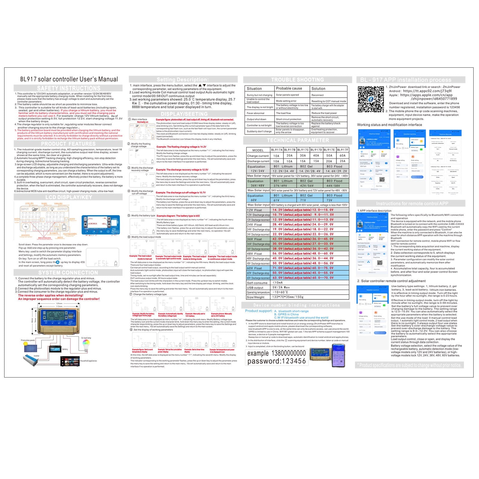 30A/40A/50A/60A MPPT Bluetooth App Solar Load Controller 12V-60V of