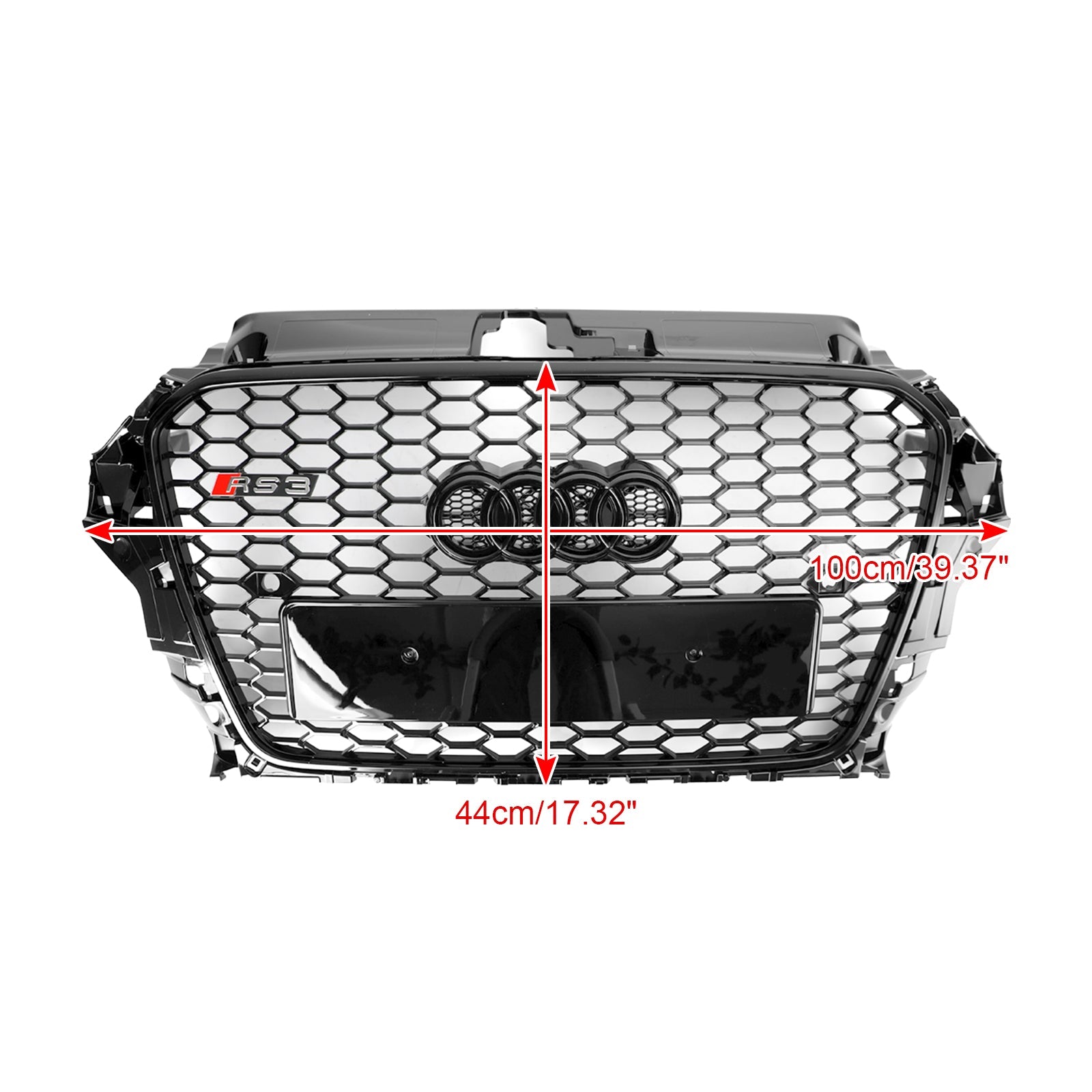 2013-2016 Audi A3 S3 RS3 Style Capot avant Henycomb Grille de pare-chocs Noir