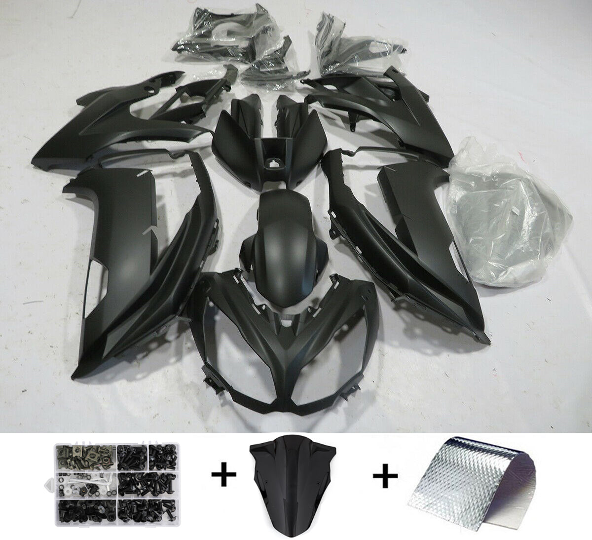 Amotopart Ruiskutussuojaus Muovisarja Sopiva Kawasaki Ninja 650 EX650 2012-2016 Black Generic
