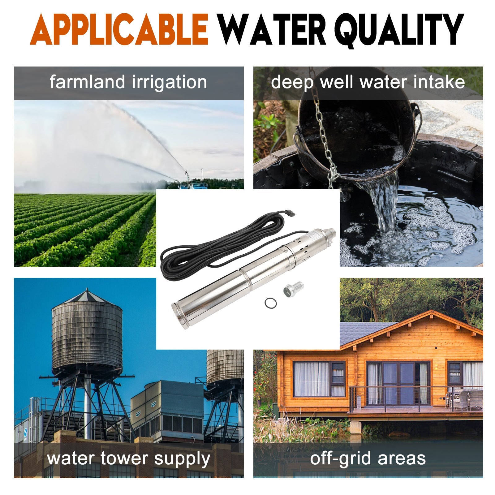 Pompa sommergibile solare per acqua profonda da 3" 24V 350W con MPPT integrato