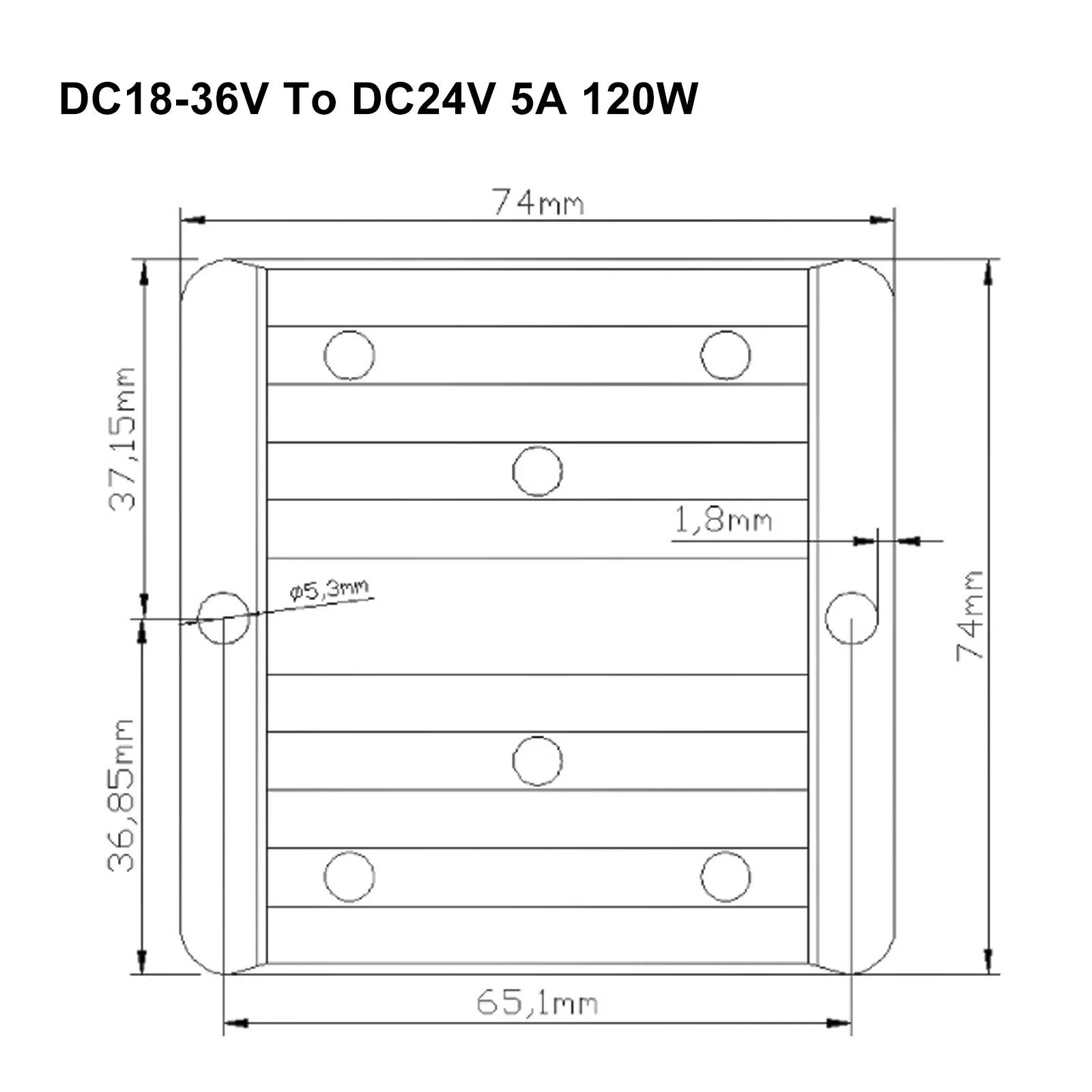 Estabilizador de voltaje Regulador de potencia para automóvil DC 18-36VV a DC 24V 5A Impermeable