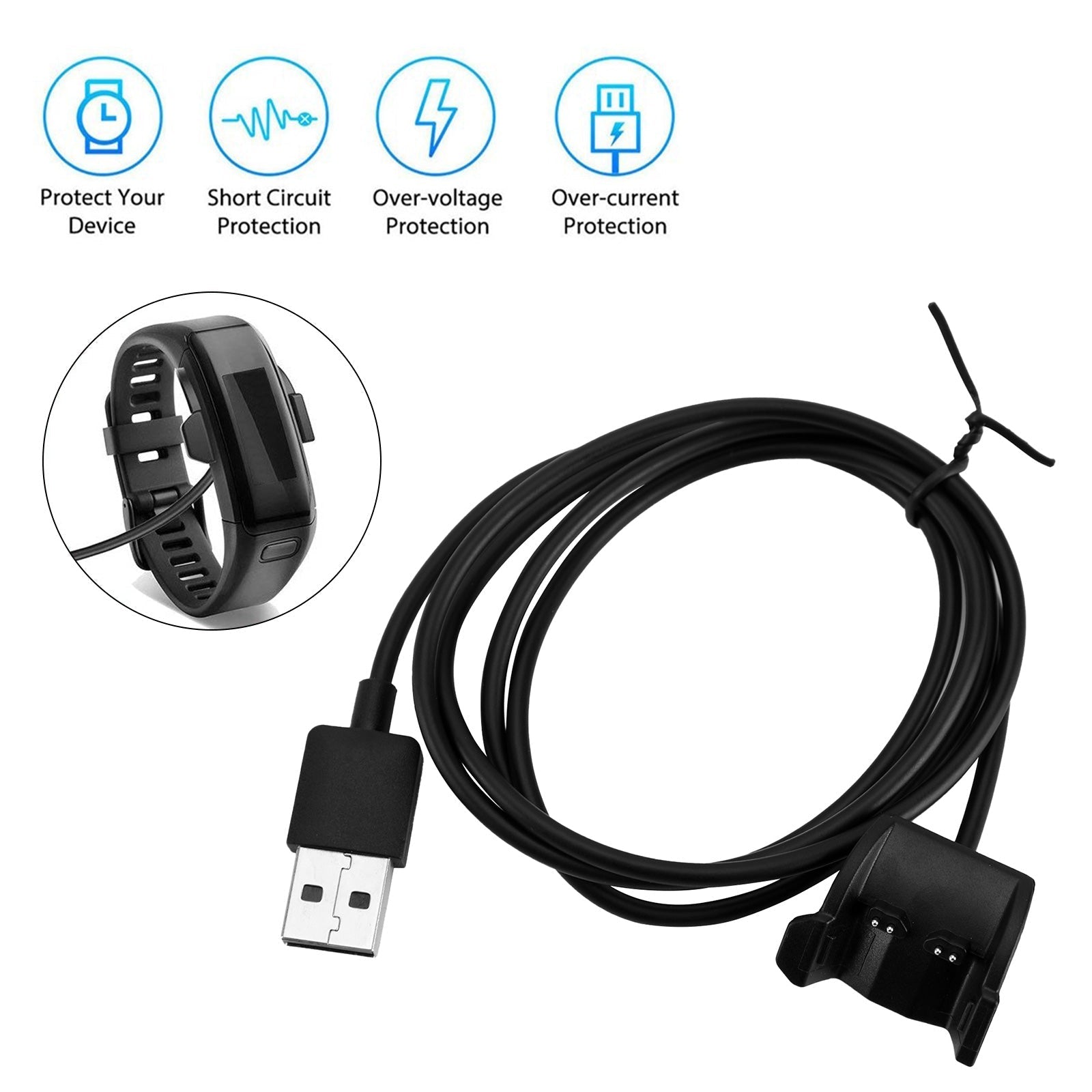 Cordon de câble de données de charge de chargeur USB adapté à la montre Garmin Vivosmart 3/4/HR