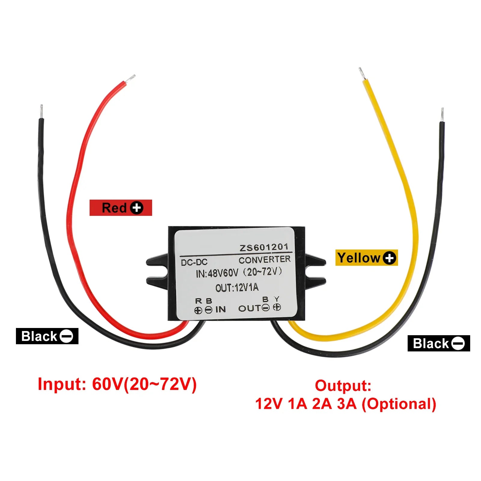Convertisseur DC-DC étanche 60V abaisseur à 12V Module d'alimentation de voiture