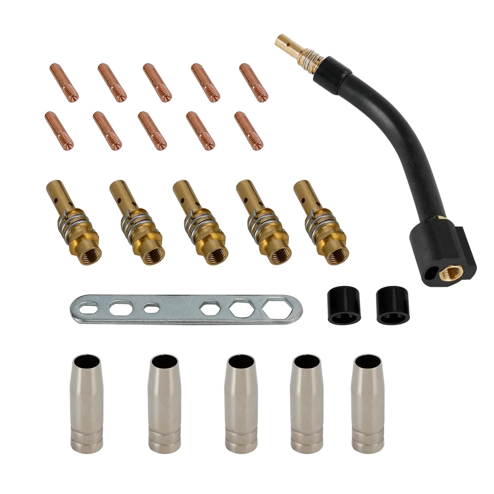 24 pezzi 15AK MIG/MAG torcia per saldatura punte di contatto supporto ugello gas parti a collo di cigno