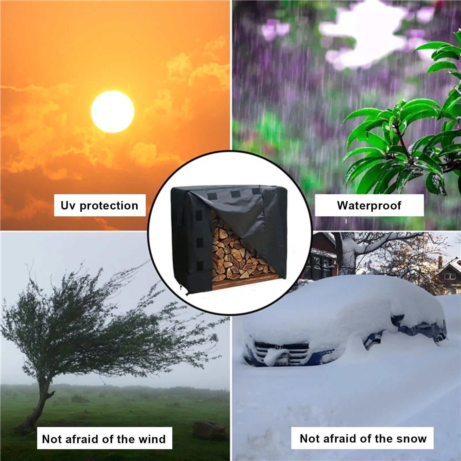 48*24*42-calowa zewnętrzna osłona stojaka do przechowywania drewna opałowego Wodoodporna ochrona przed śniegiem