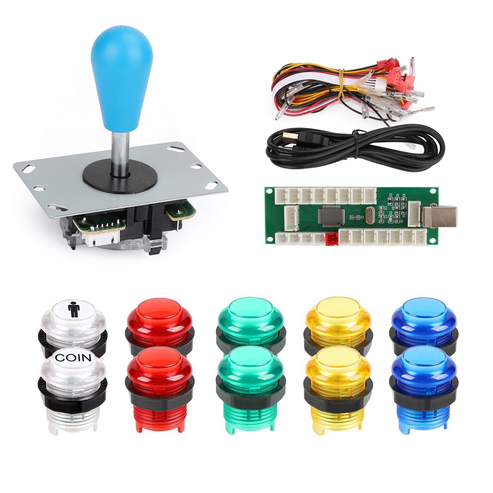 Zestaw części LED Arcade dla 1 gracza DIY Koder USB do gier wideo na PC Gamepady Joystick