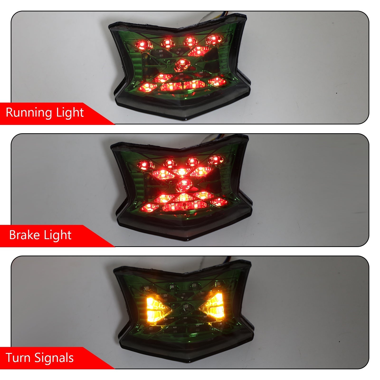Clignotants de frein à LED feu arrière pour Kawasaki Z650 Ninja 650 Z900 17-19 argent générique