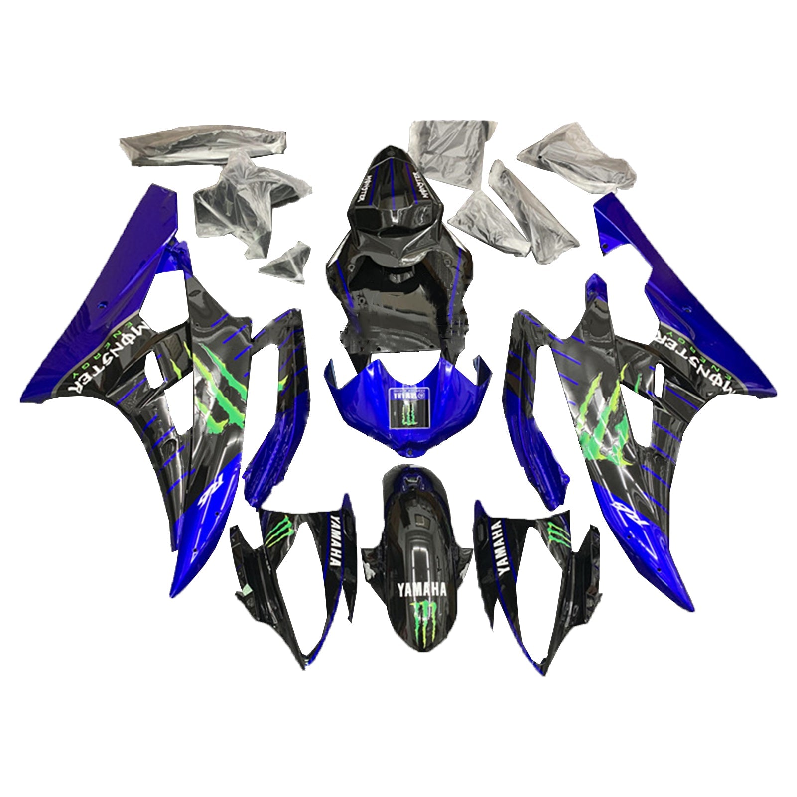 Amotopart Yamaha YZF 600 R6 2006-2007 Kit Carénage Carrosserie Plastique ABS