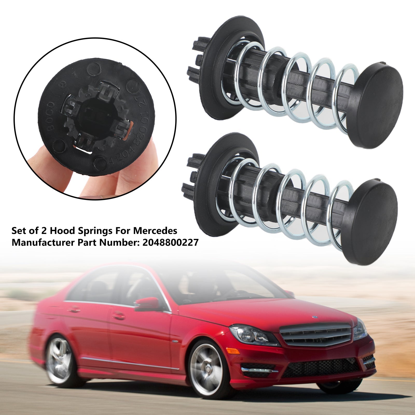 2 stuks motorkapveren 2048800227 voor Mercedes W204 W212 W222 X204 C63 C250 08-2015 generiek
