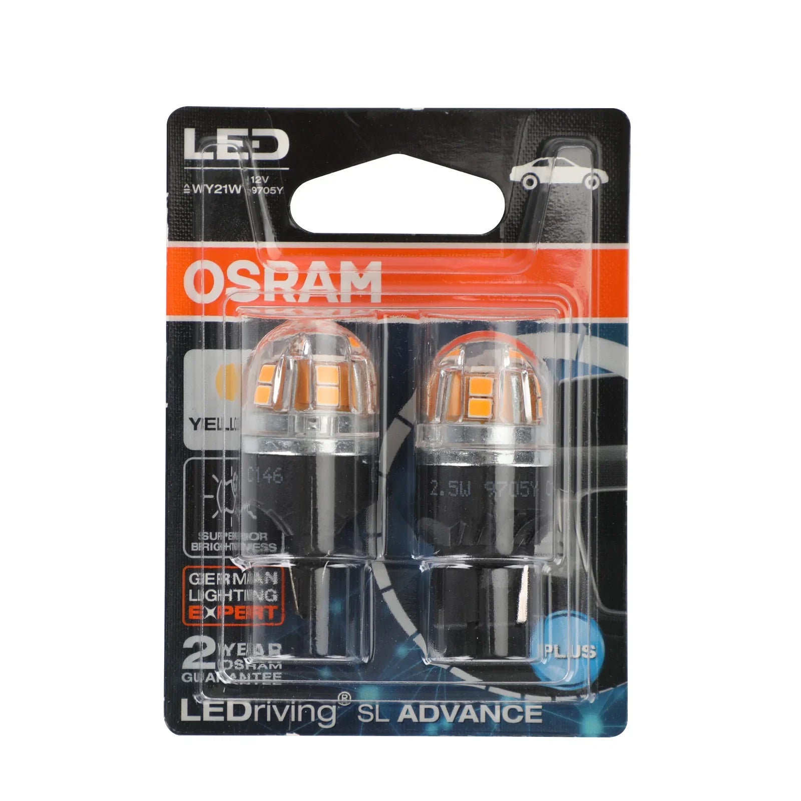 2x Per OSRAM 9705Y LED WY21W 12V2.5W WX3x16d Lampadine ausiliarie generiche per auto