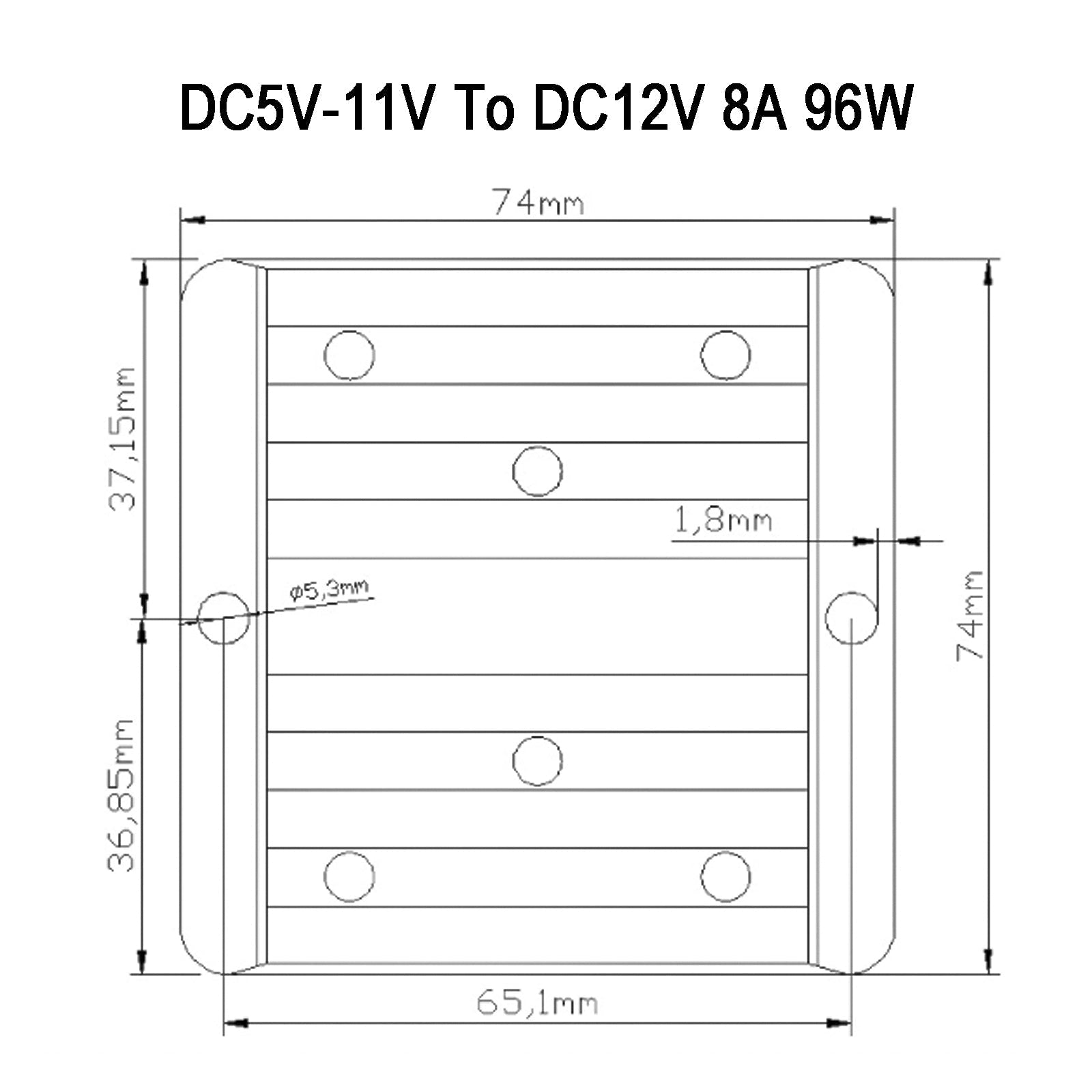 Régulateur de convertisseur d'alimentation de tension DC 5V ~ 11V à 12V 8A étanche