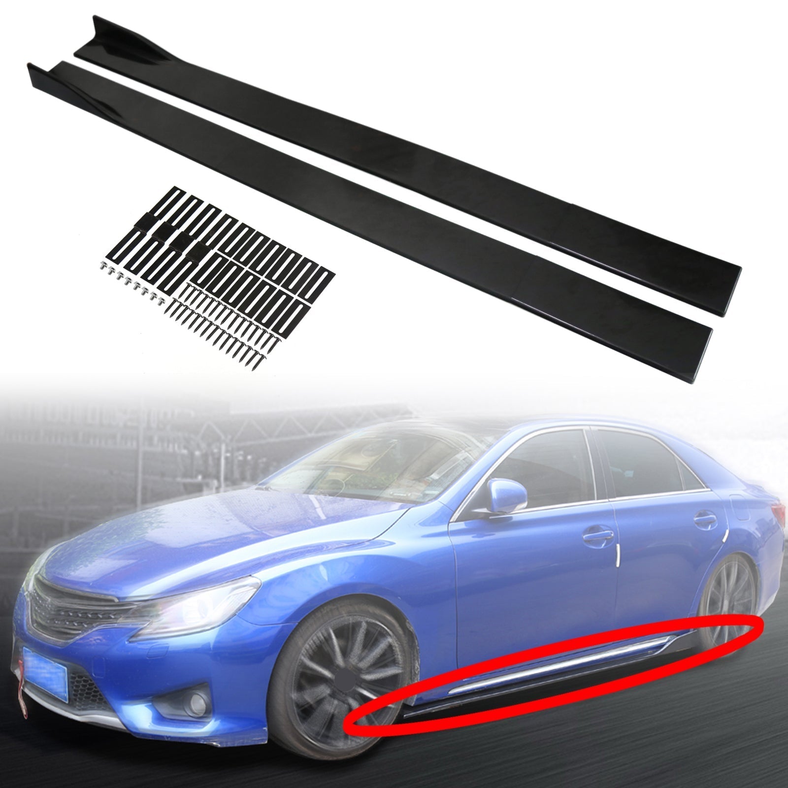 86.6" Universal Side Jupe Extensions Rocker Panel Splitters Lip Polypropylene Generic