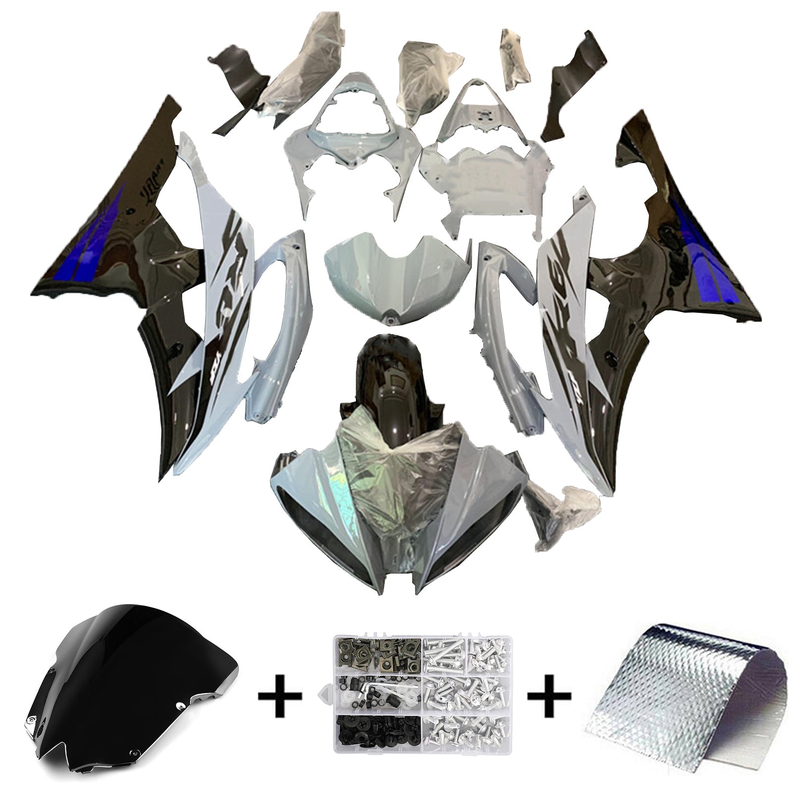 Amotopart Yamaha YZF 600 R6 2008-2016 Kit Carénage Carrosserie Plastique ABS