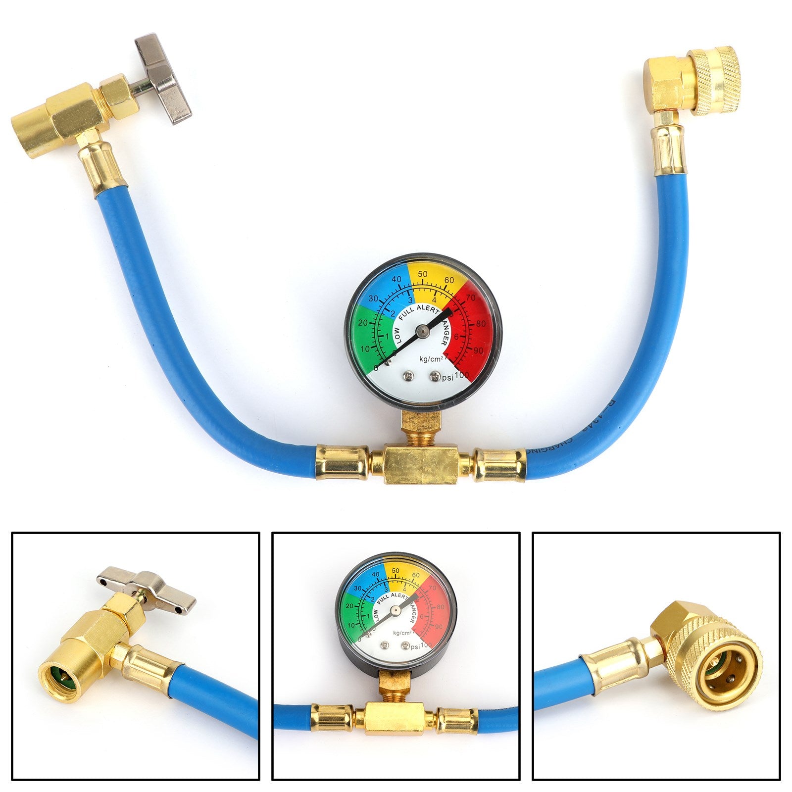 Tuyau de mesure de recharge de réfrigérant AC R134A pour climatisation de voiture automatique avec jauge