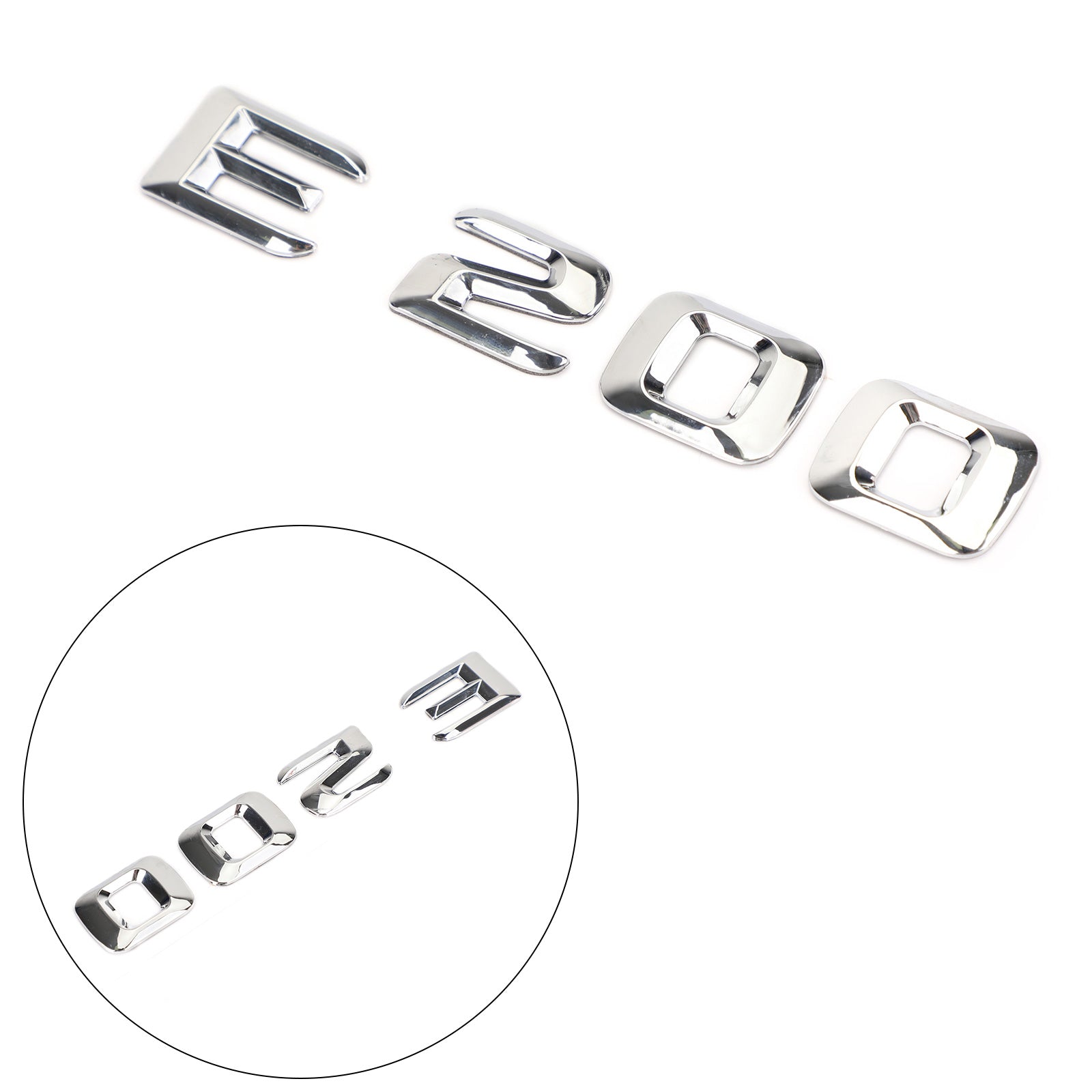 Emblema del bagagliaio posteriore targa decalcomania lettere numeri per Mercedes E200 cromo generico