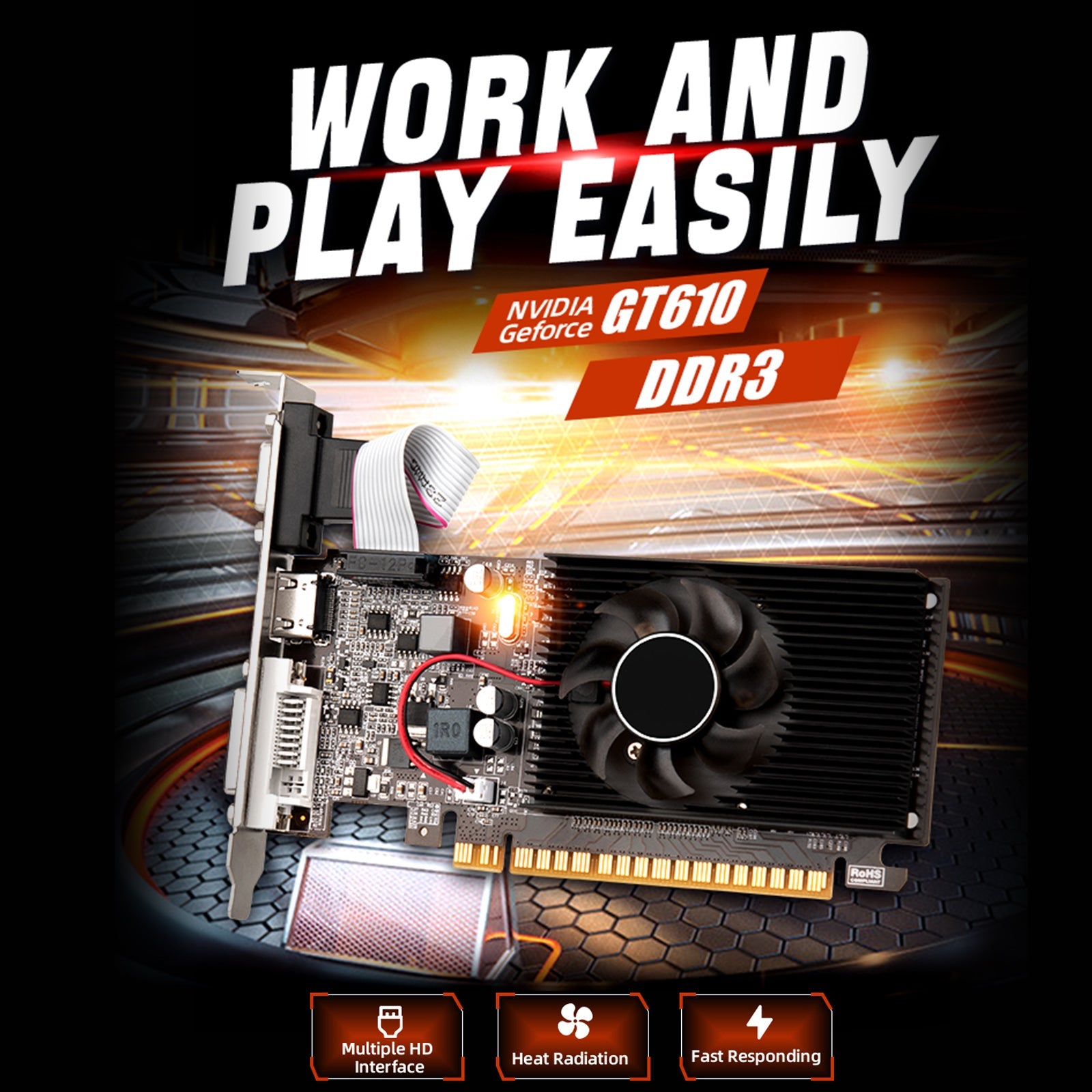 GT610 2GB gráficos discretos chasis pequeño memoria DDR3 VGA computadora de escritorio