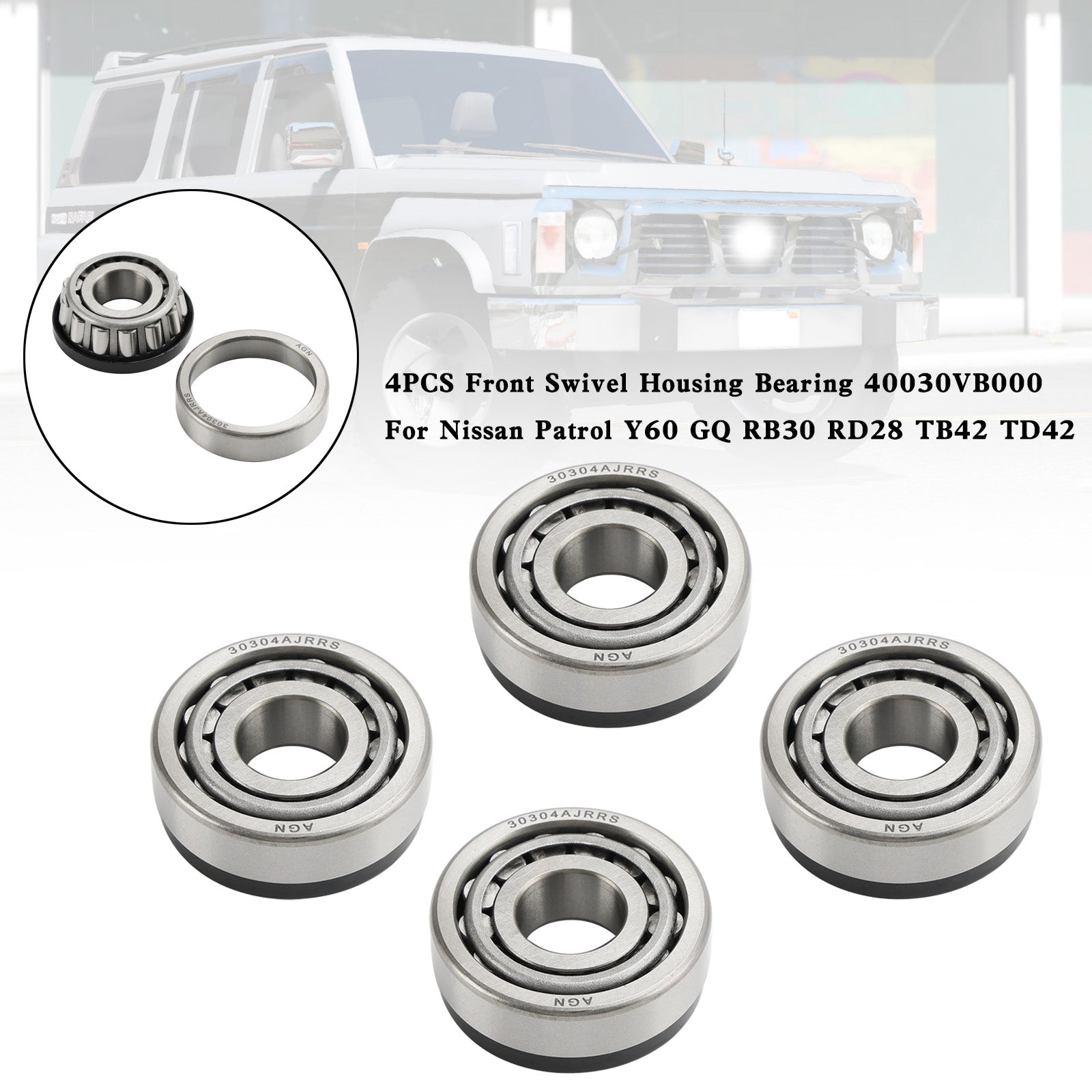 4 pezzi Cuscinetto alloggiamento altalena anteriore 40030VB000 per Nissan Patrol Y60 GQ RB30 RD28