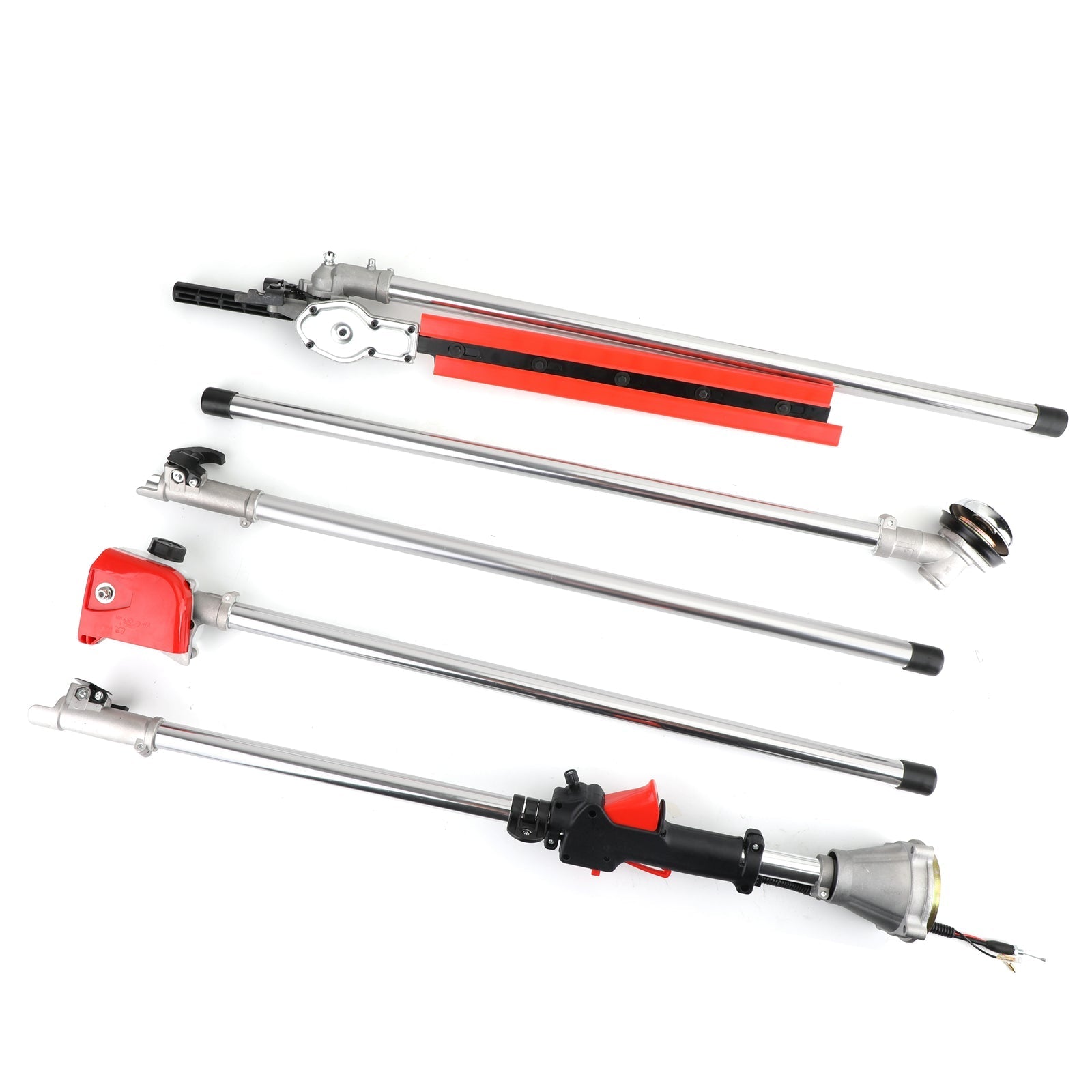 Benzynowe nożyce do żywopłotu 5 w 1 o pojemności 52 cm3, piła łańcuchowa, kosa do zarośli, piła na wysięgniku, narzędzia zewnętrzne