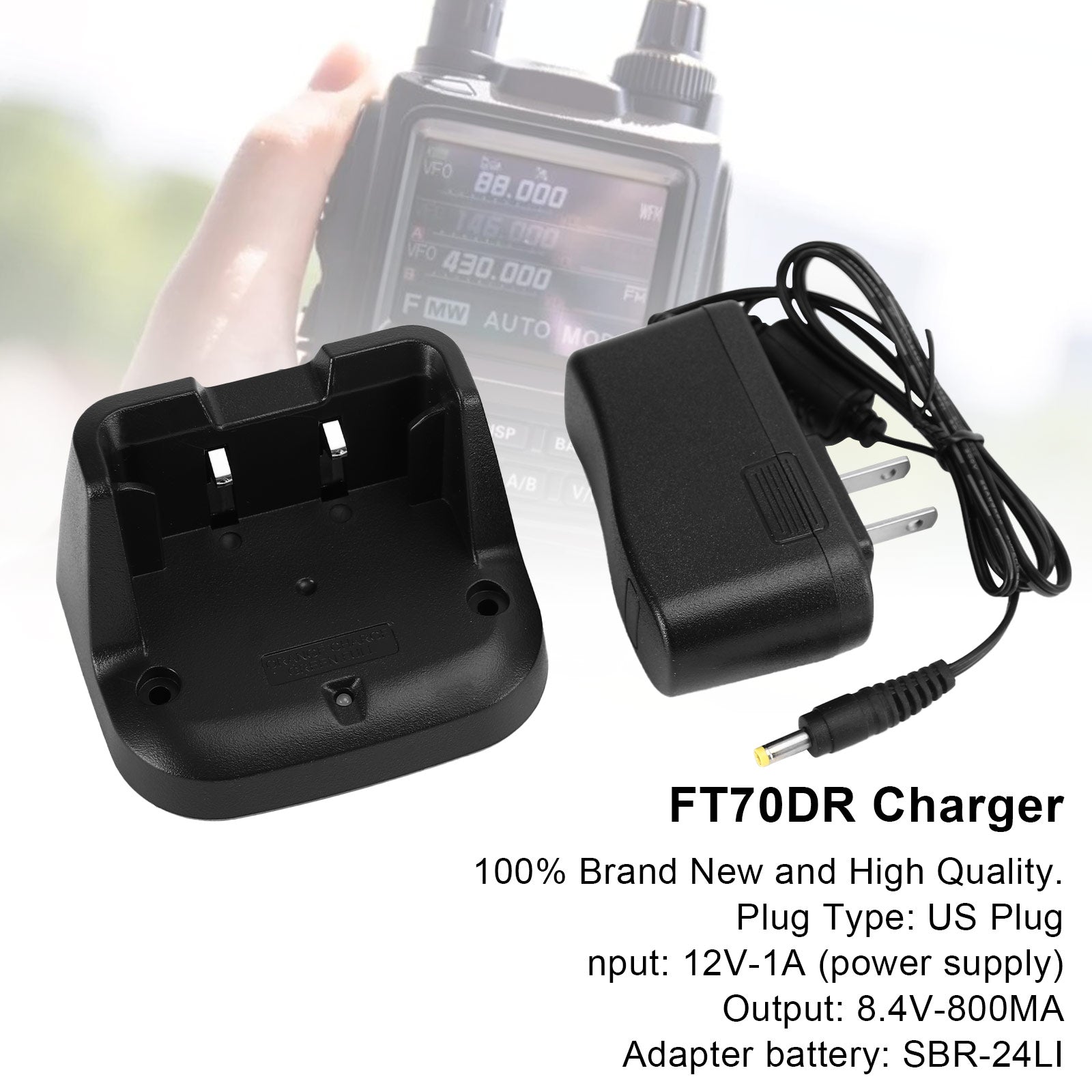 Sbr-24Li 7.4V 1800Mah Batterie Rapide Dock Chargeur Pour Ft70Dr Ft70D Us Plug