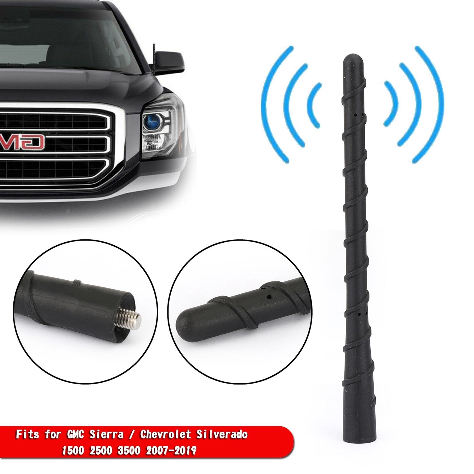 Antenna per auto da 7" per GMC Sierra / Chevy Silverado 1500 2500 3500 2007-2019 Generica