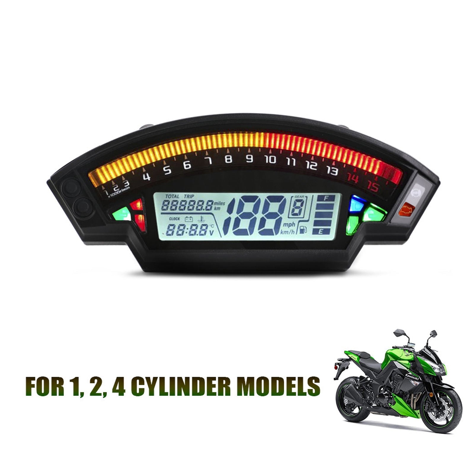 Velocímetro digital universal para motocicleta Tft negro 14000 RPM Odómetro retroiluminado genérico