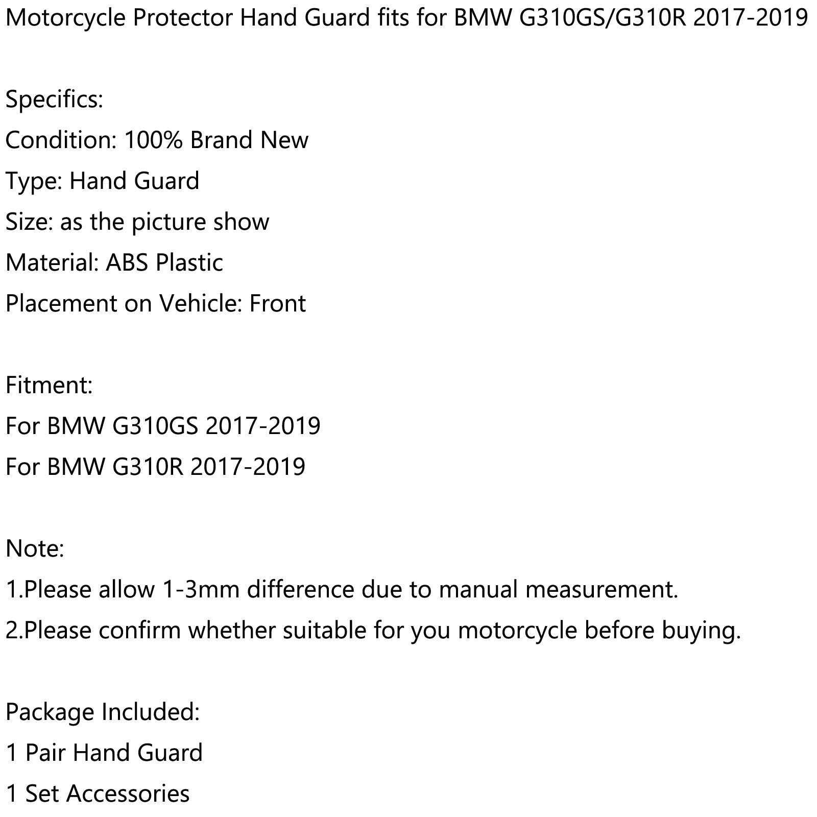 Protector za zaščito pred motornimi kolesi je primeren za BMW G310GS/G310R 2017-2019 Handguard za BMW G310GS/G310R 2017-2019 Generic