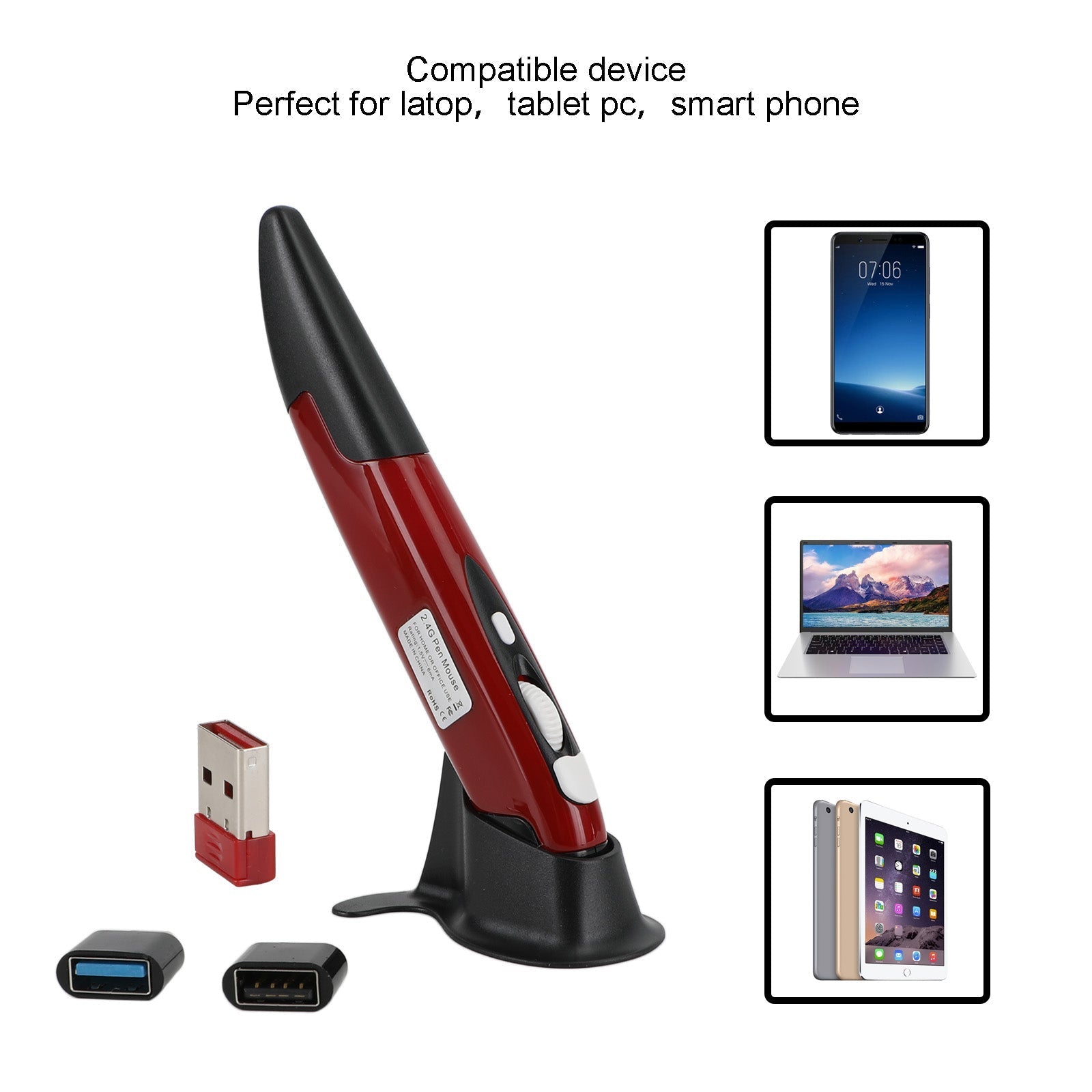 Myska mini -bezprzewodowa o dużej prędkości 2,4 GHz Innowacyjna mysz palec/pióro myszy