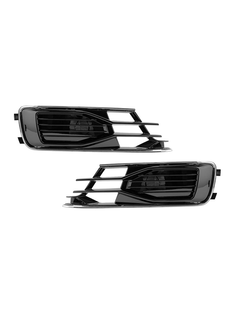 Audi A6 C7 2014-2018 2 stuks voorbumper mistlamprooster zwart chroom