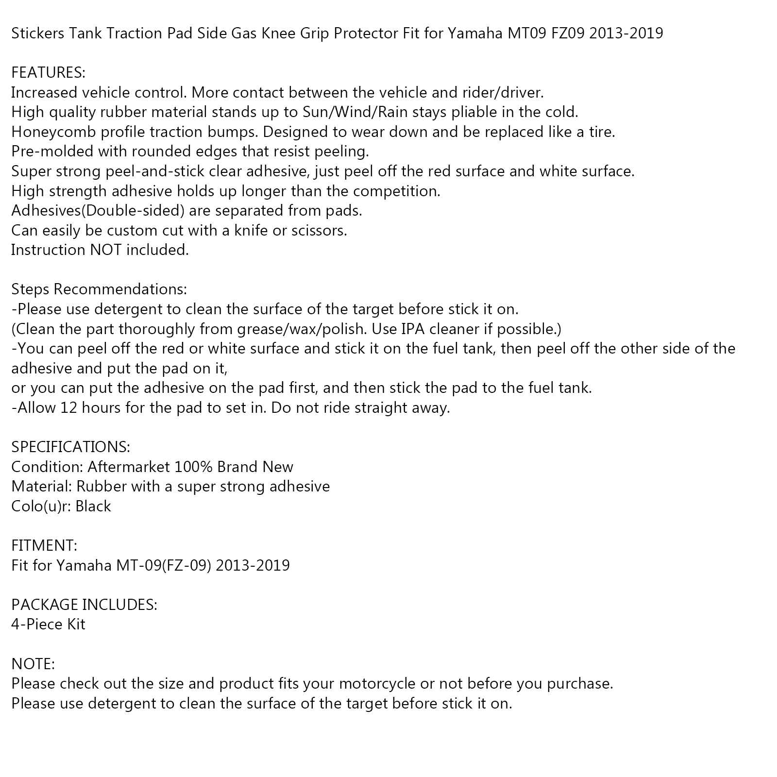 Maniglia di protezione laterale serbatoio completa per Yamaha MT-09 (FZ-09) 2013-2019 Generico