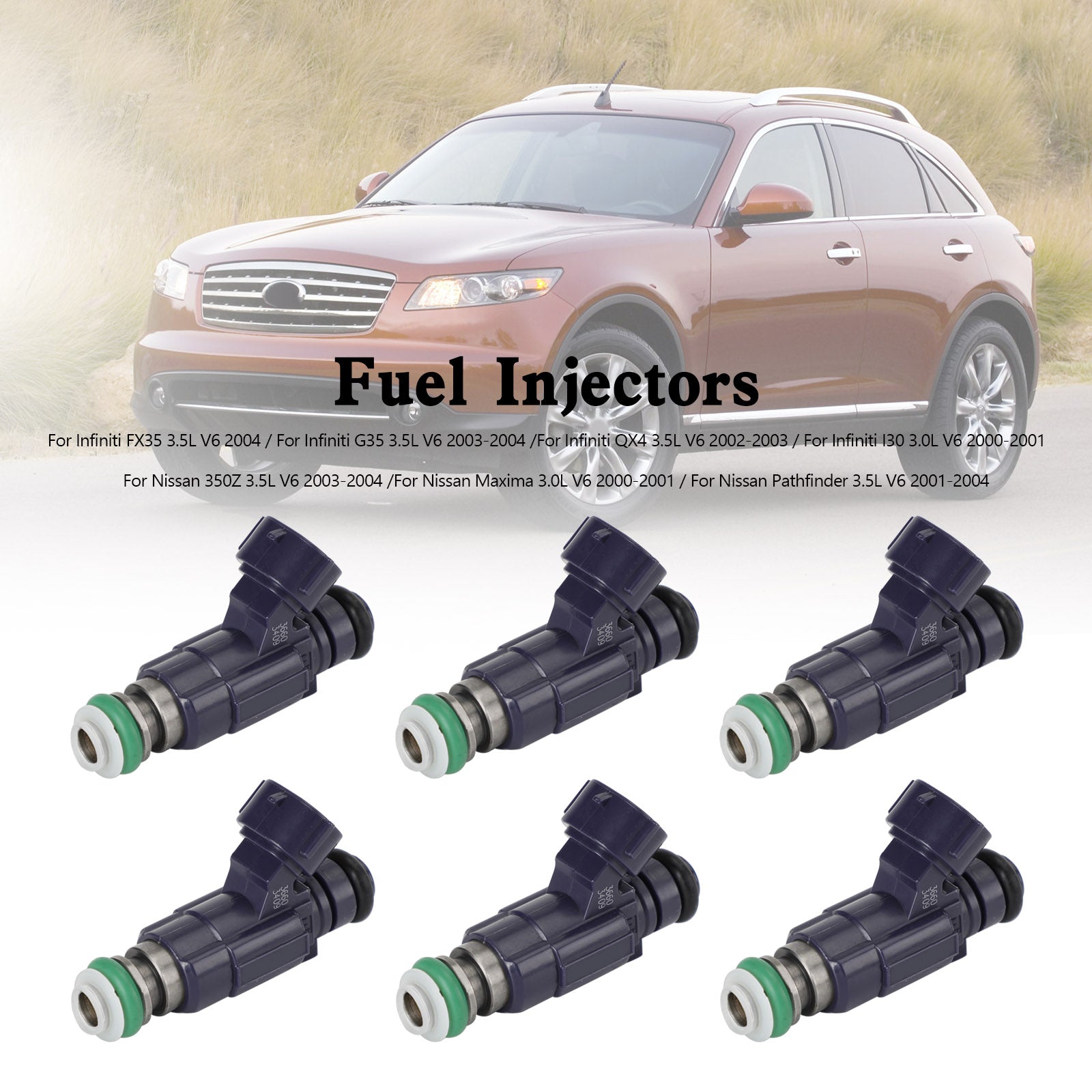 6PCS Injecteurs de carburant FBJC100 Fit Nissan 350Z 2003-04 Fit Infiniti G35 2003-2004