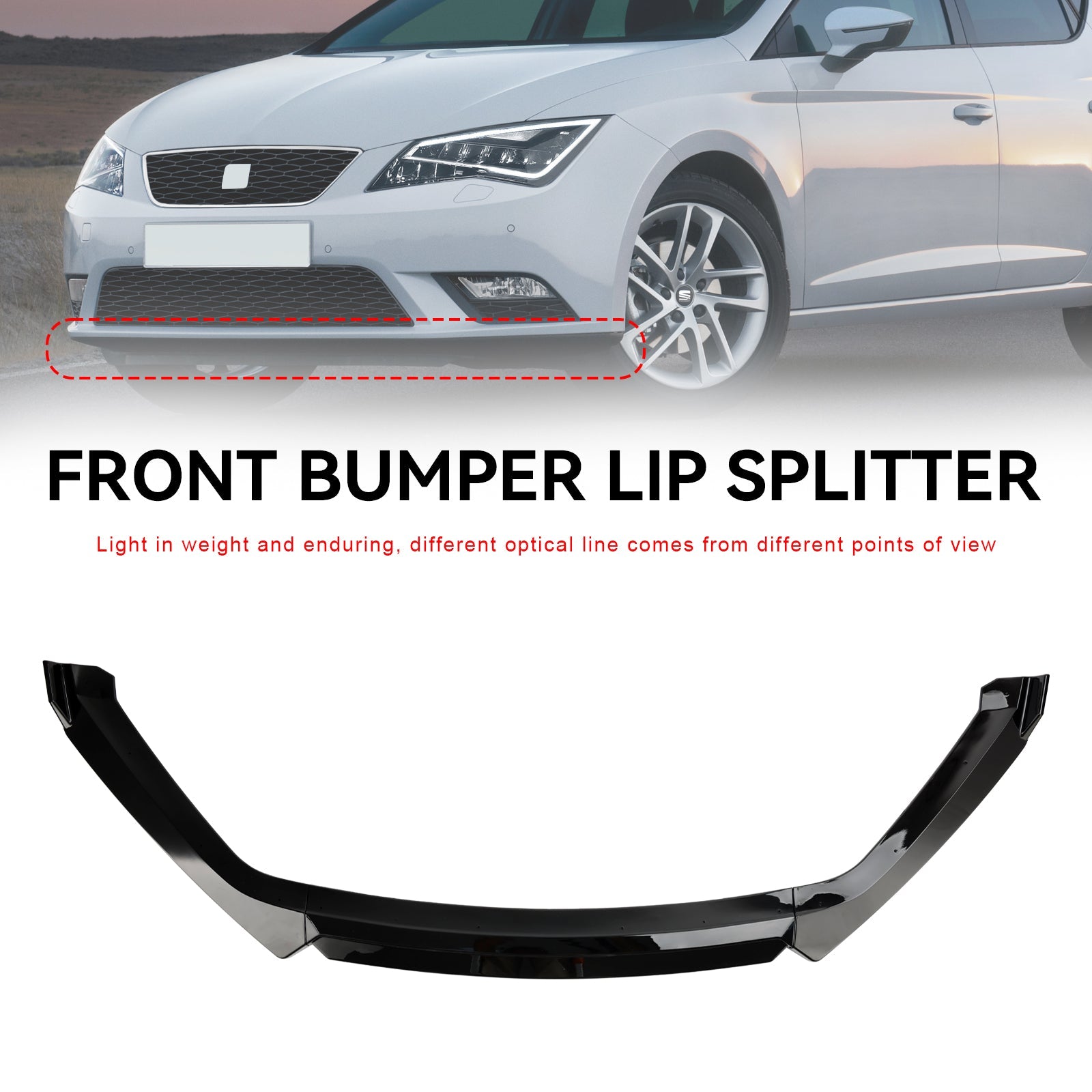 Alerón delantero de rendimiento negro brillante para Seat Leon 5F 2012-2020