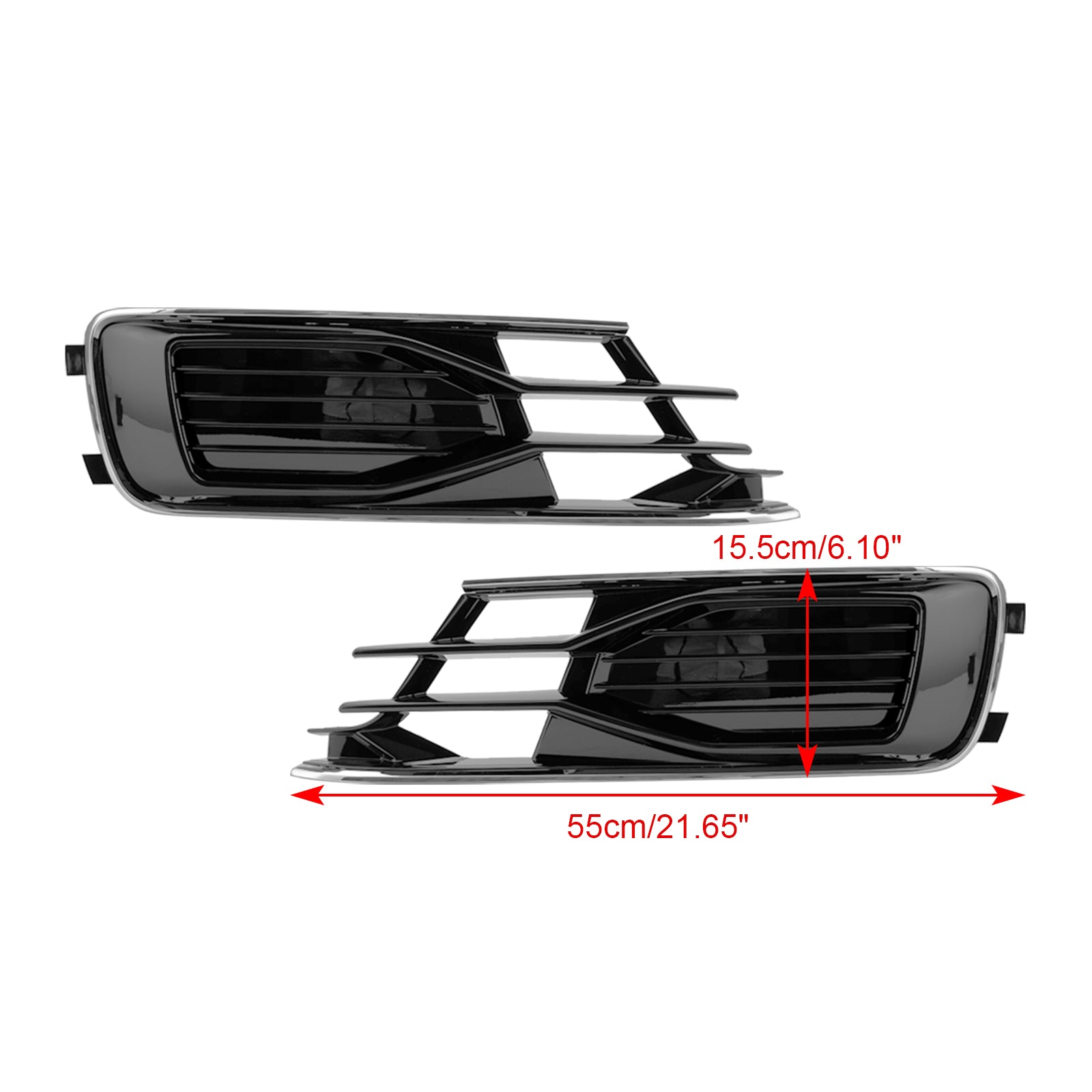 Audi A6 C7 2014-2018 2 stuks voorbumper mistlamprooster zwart chroom