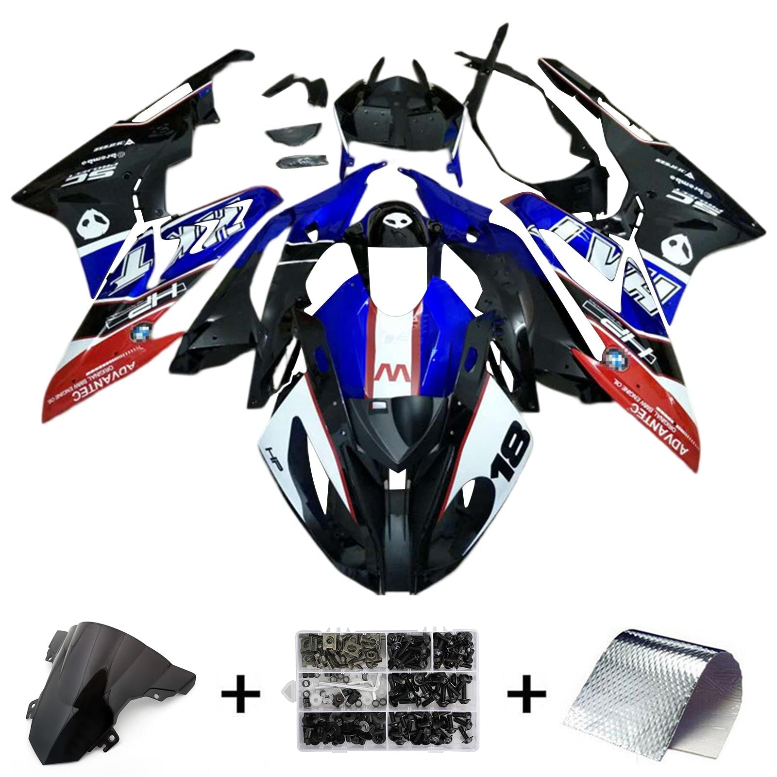 Amotopart BMW S1000RR 2015-2016 Kit kvadratni plastični abs