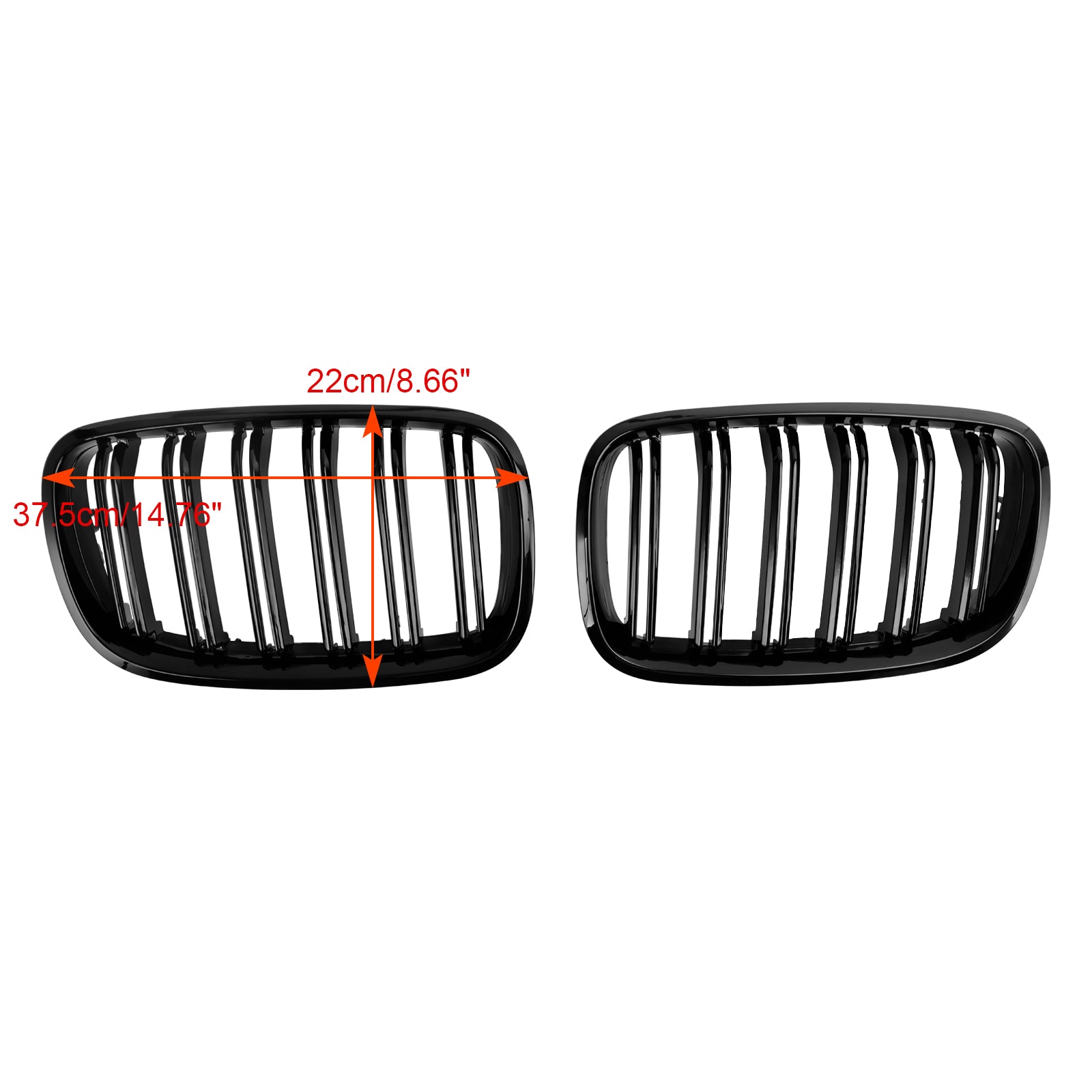 BMW X6 Hybrid E72 2008-2011 Glanzend zwarte voorbumpergrille