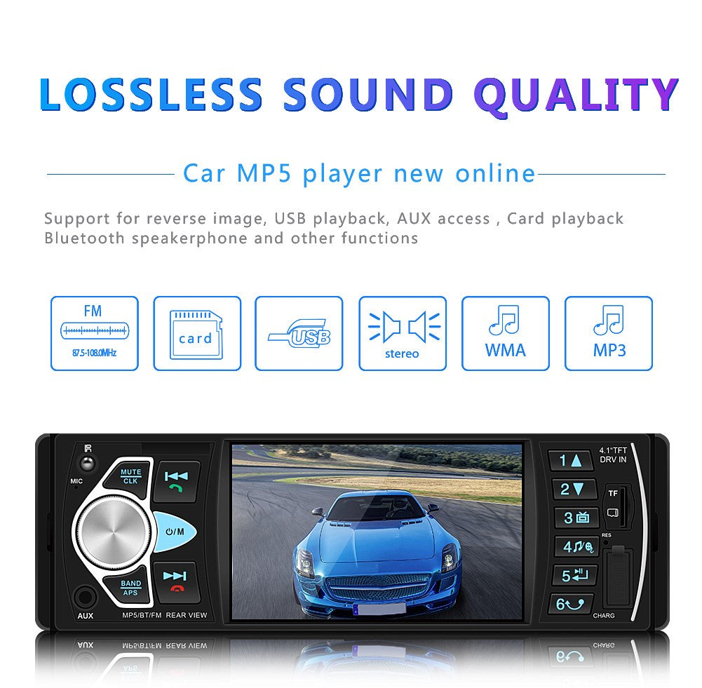1DIN 4.1in Stereo Autradio Bluetooth FM USB z zvokom MP5 Reader + Camera