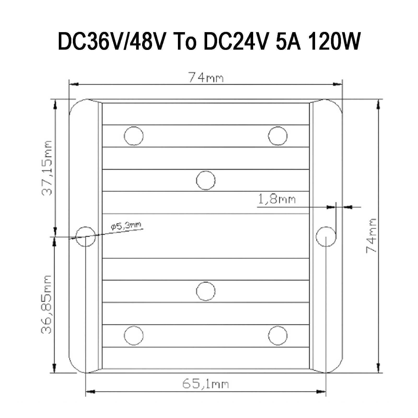 Régulateur d'alimentation de convertisseur DC/DC étanche 5A 36V/48V abaisseur à 24V