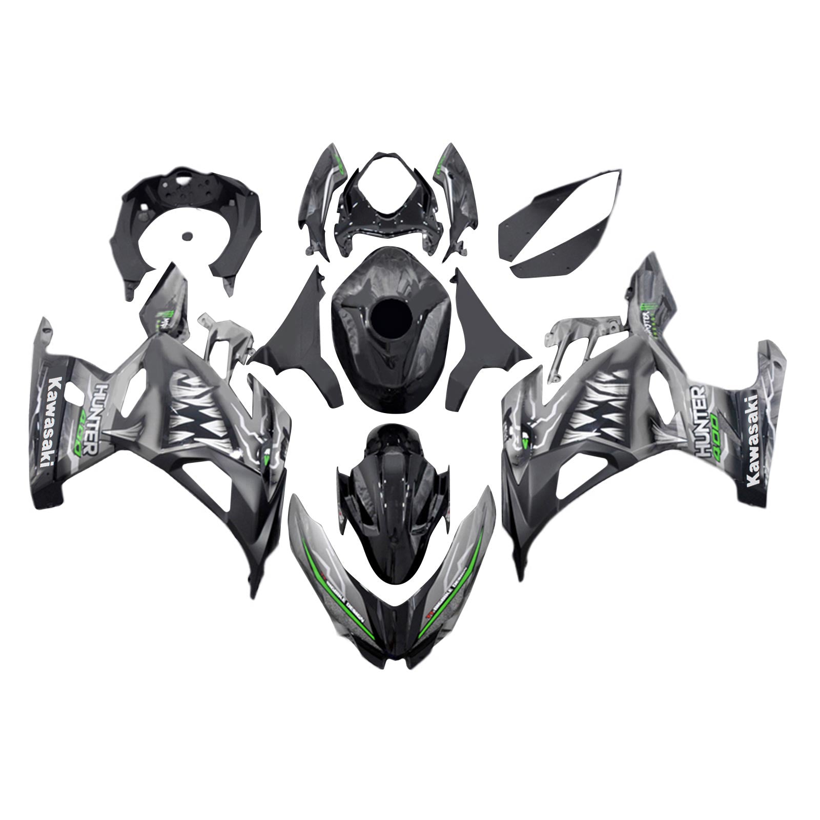 Amotopart kawasaki ex400 ninja400 2018-2023 komplet poštenosti corrier plastični abs